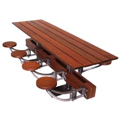 Picnic Table, Outdoor Patio Dining Table with Swing Out Seats