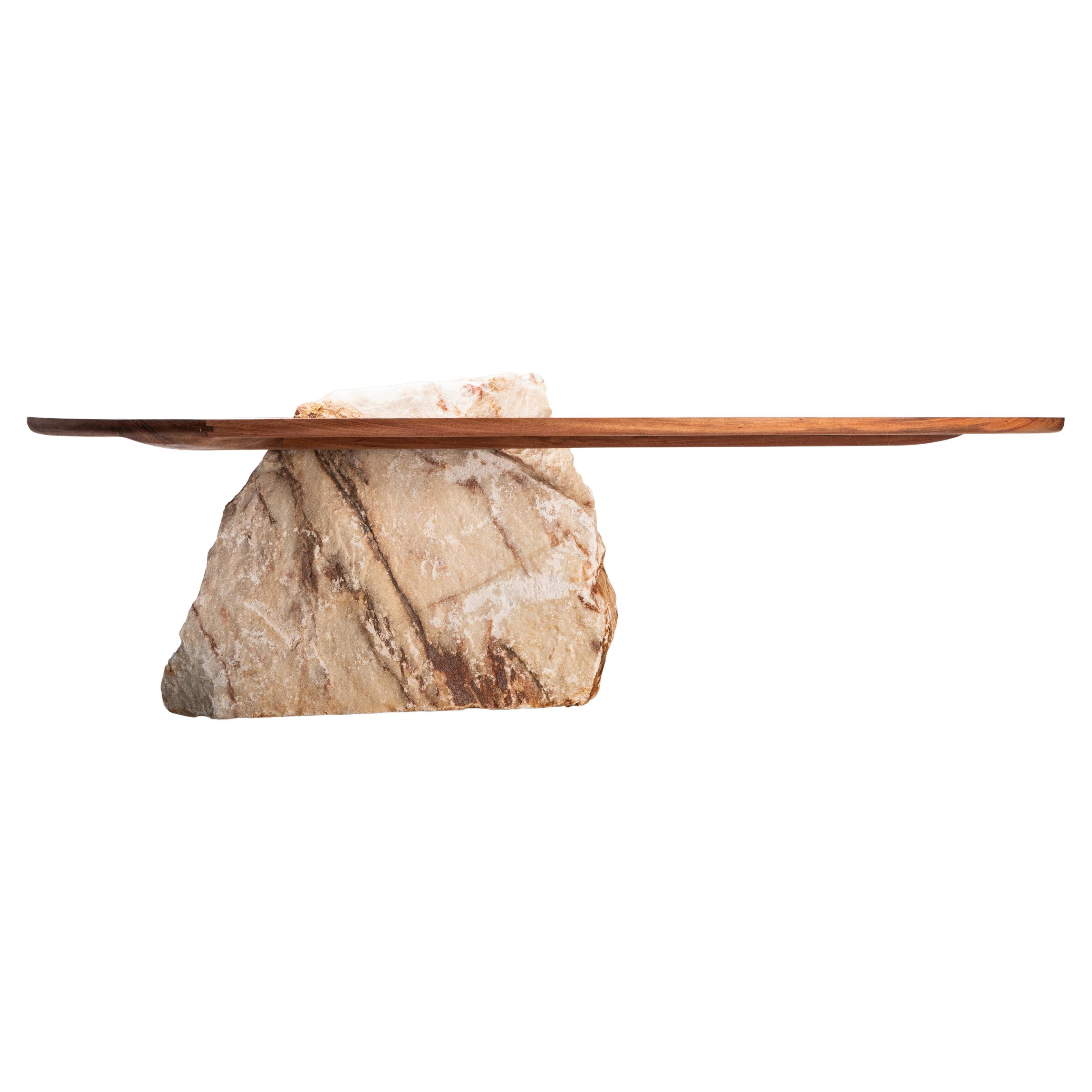 Mesa de Comedor Contemporánea Pico Rosa Mármol Blanco y Madera by Mircea Anghel en venta
