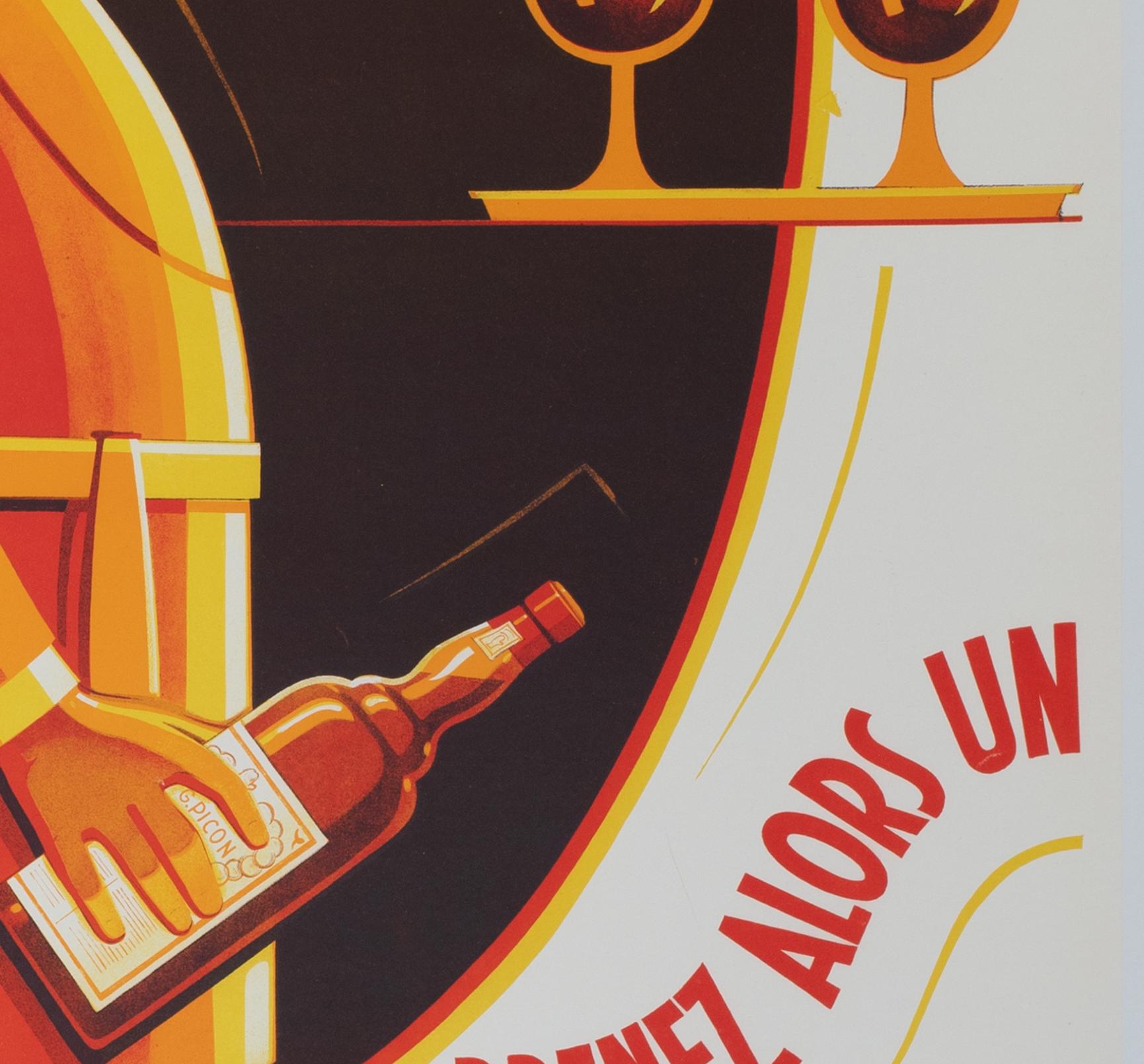 Picon Amer Chaud, FONTANET, Vintage-Werbeplakat, Schweizer Aluminium, NOEL FONTANET, ca. 1930er Jahre (20. Jahrhundert) im Angebot