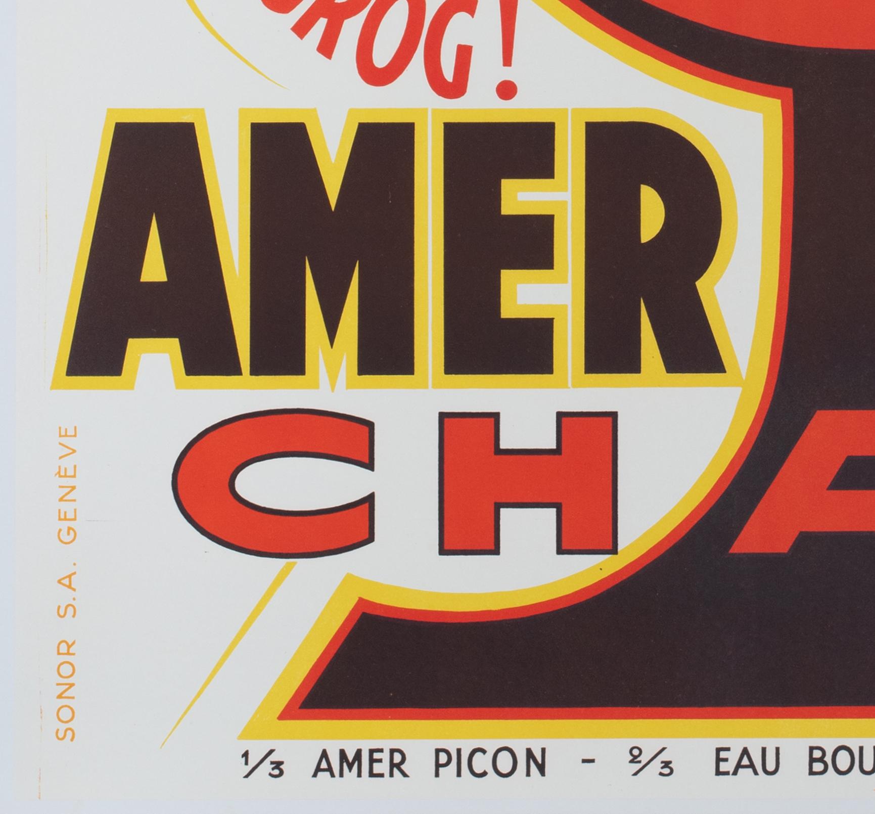 Picon Amer Chaud, FONTANET, Vintage-Werbeplakat, Schweizer Aluminium, NOEL FONTANET, ca. 1930er Jahre (Leinen) im Angebot