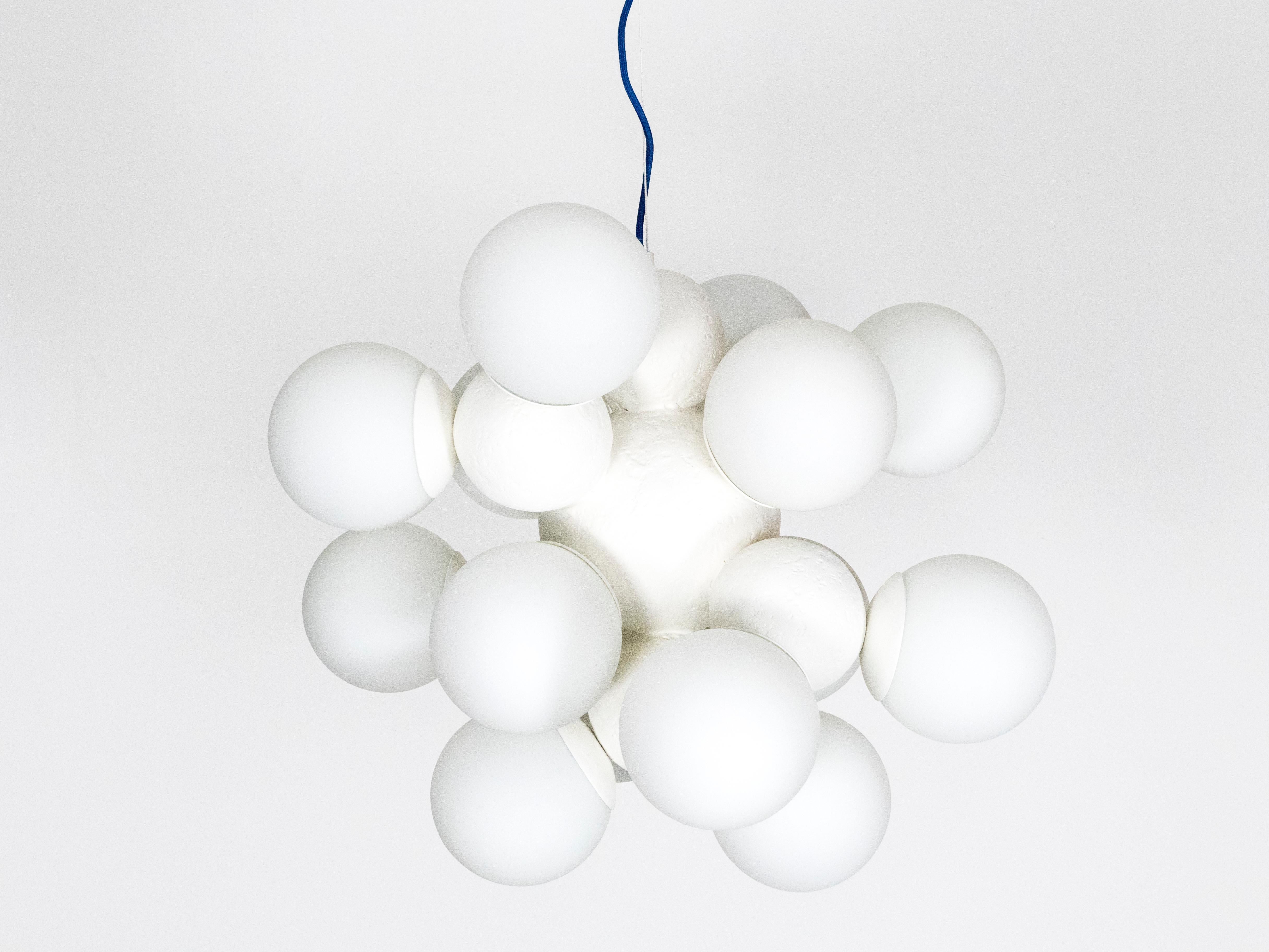 Picpus Opaline Glass, 14-Light Cluster Chandelier For Sale 3