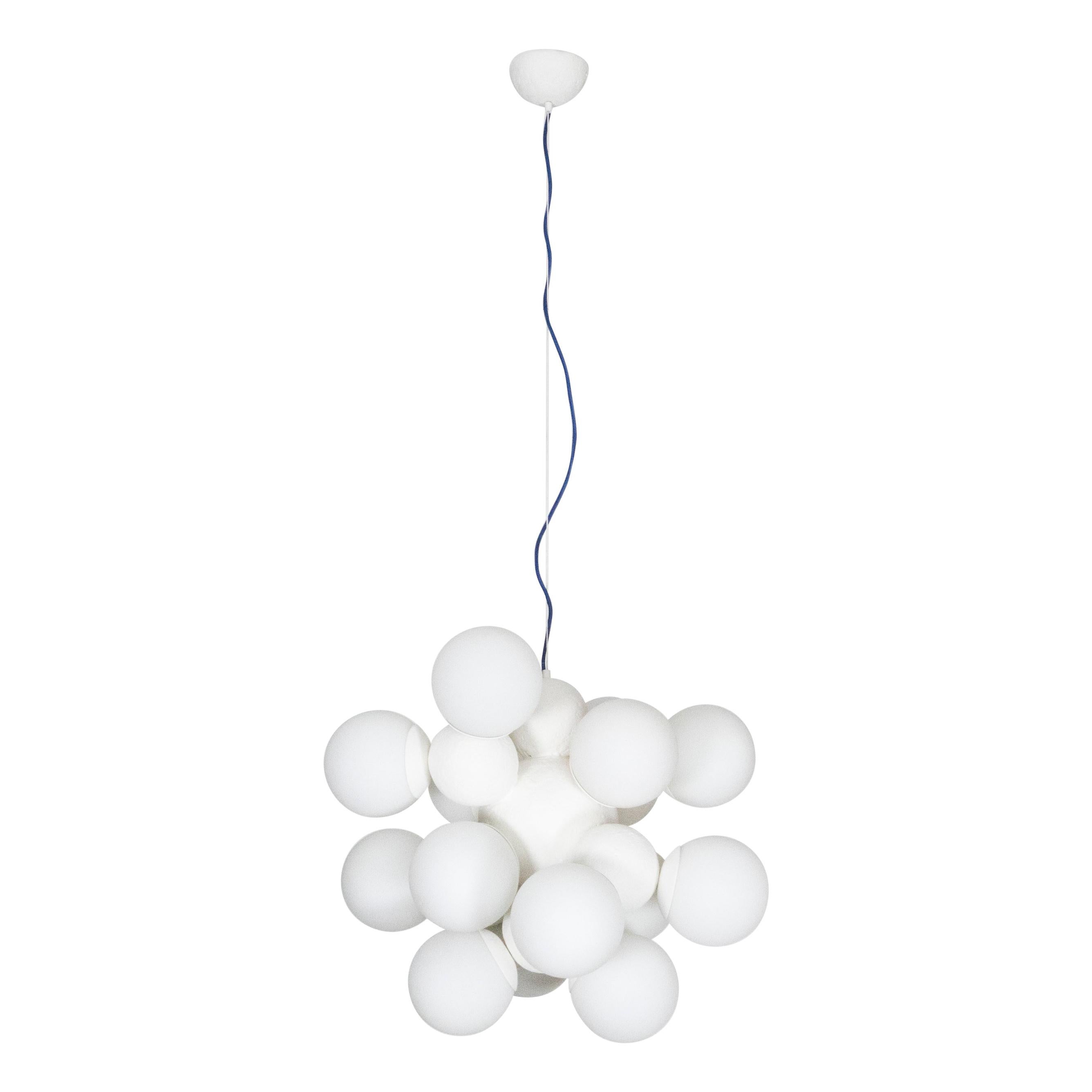 Picpus Opaline Glass, 14-Light Cluster Chandelier For Sale