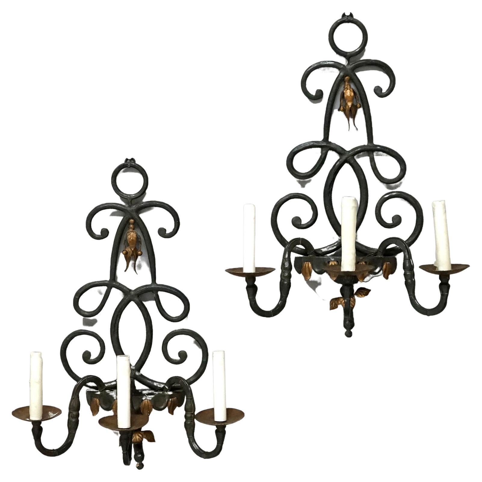 Ambiente Haus Wandleuchter 58cm - Antikbrauner Kerzenleuchter Aus Eisen