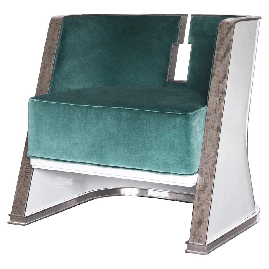 Pictor I Modern Armchair with Art Deco Vibe and Metal Original Back