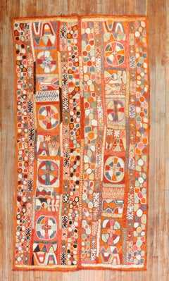 Pictorial Animal Vintage Iraqi Chainstitch Textile Rug