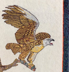 Pictorial Antique American Hooked Rug Of A American Bald Eagle Hooked Rug
