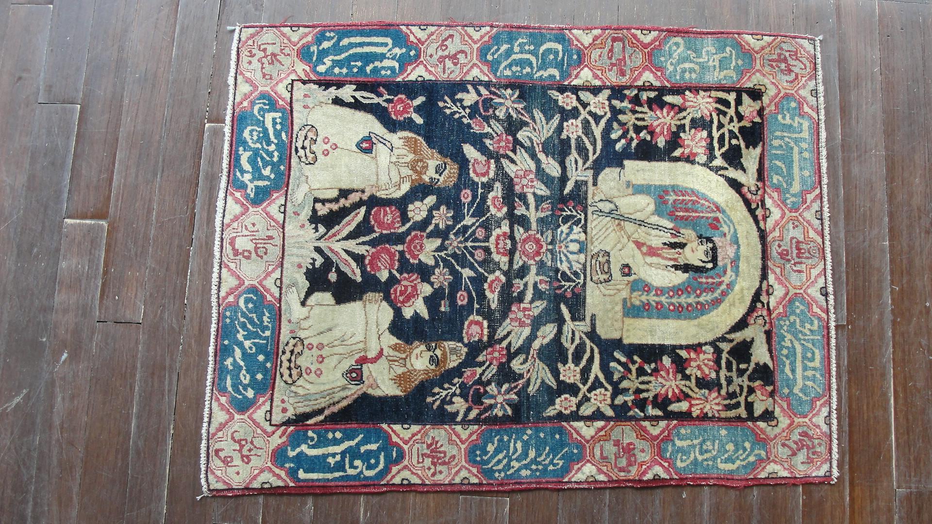 19th Century Pictorial Antique Persian Kermanshah Rug For Sale