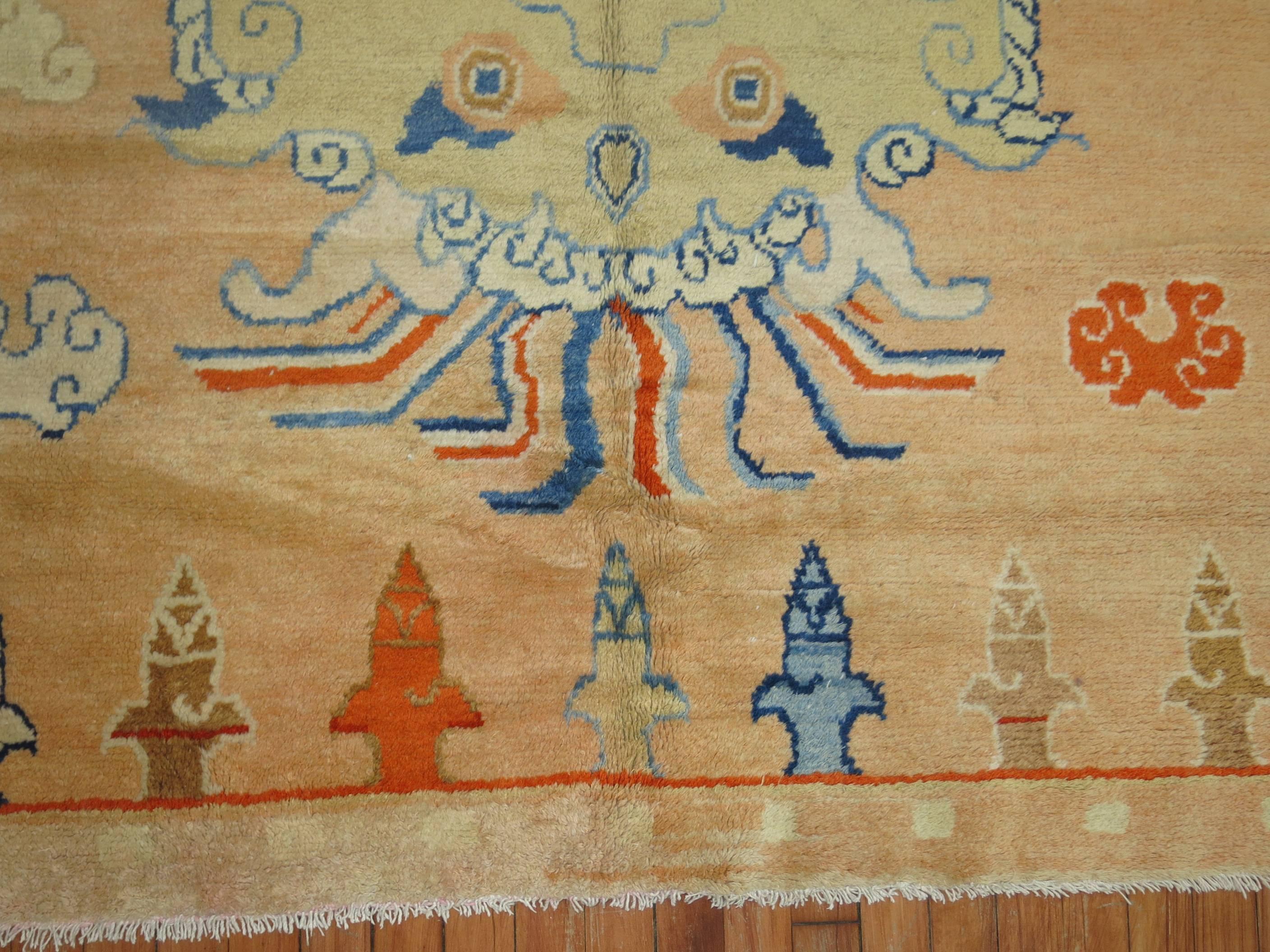 Wool Pictorial Antique Tibetan Rug
