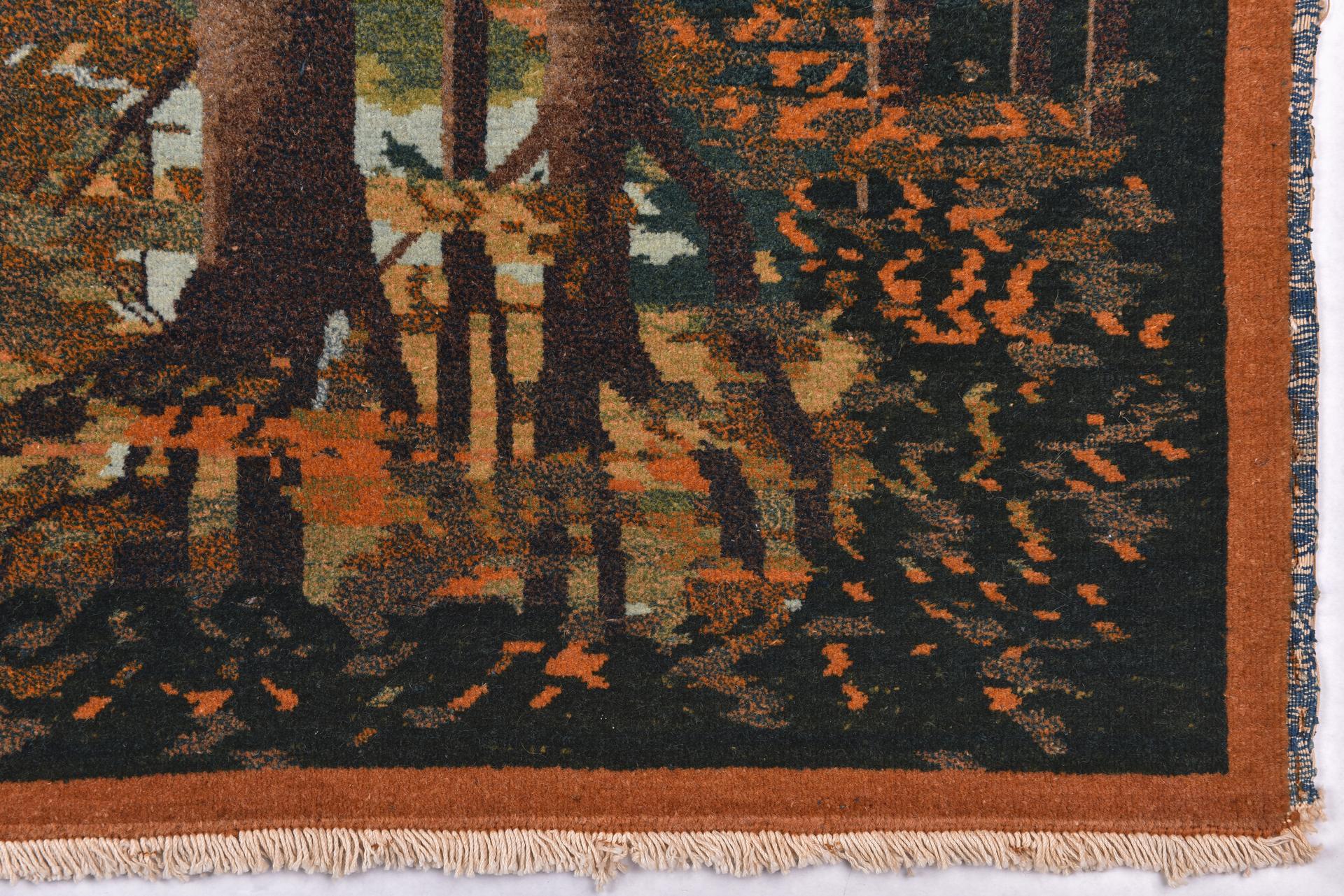 20th Century Pictorial Carpet with Deer For Sale