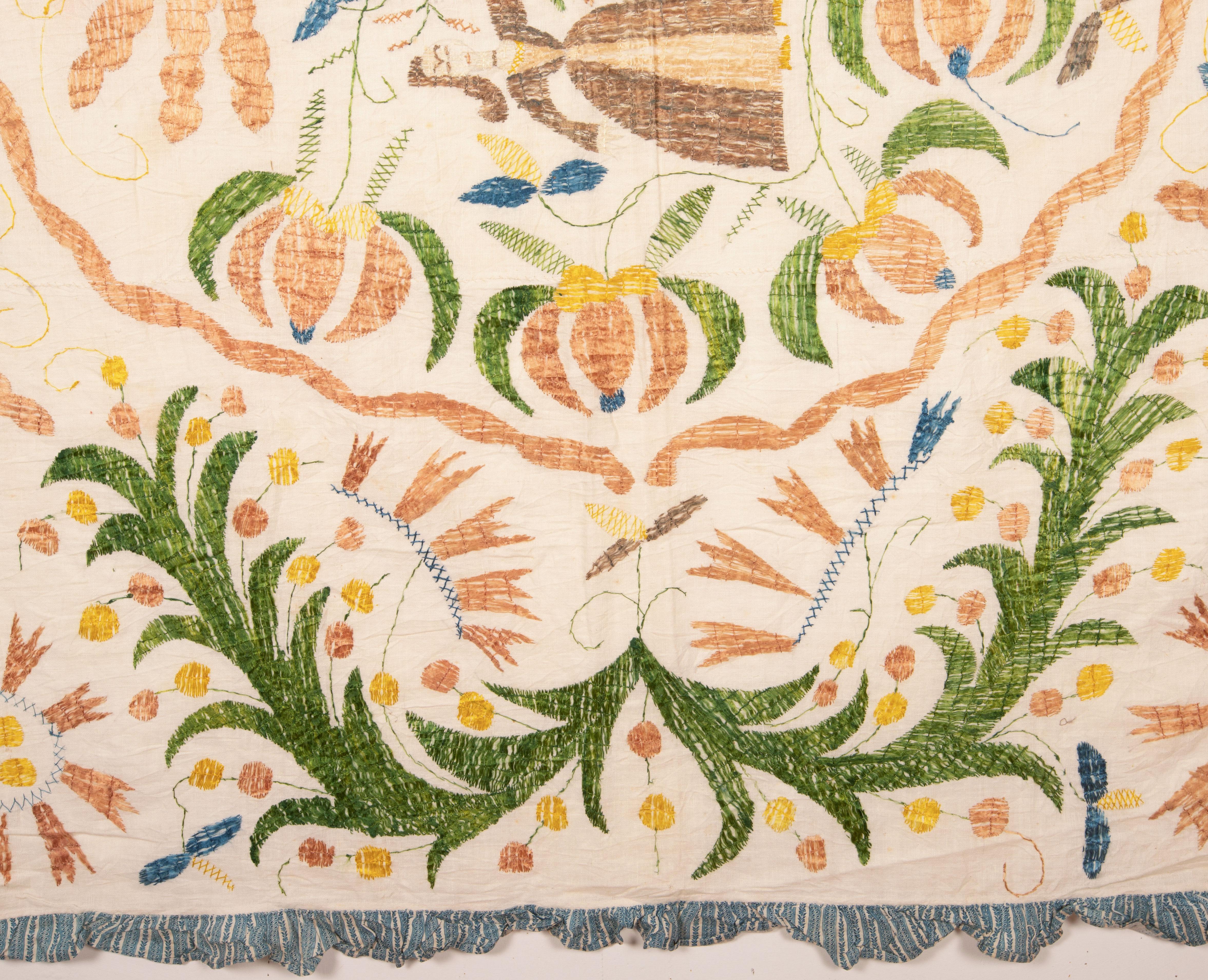 Portuguese Pictorial Castelo Branco Embroidery, Portugal, 19th C