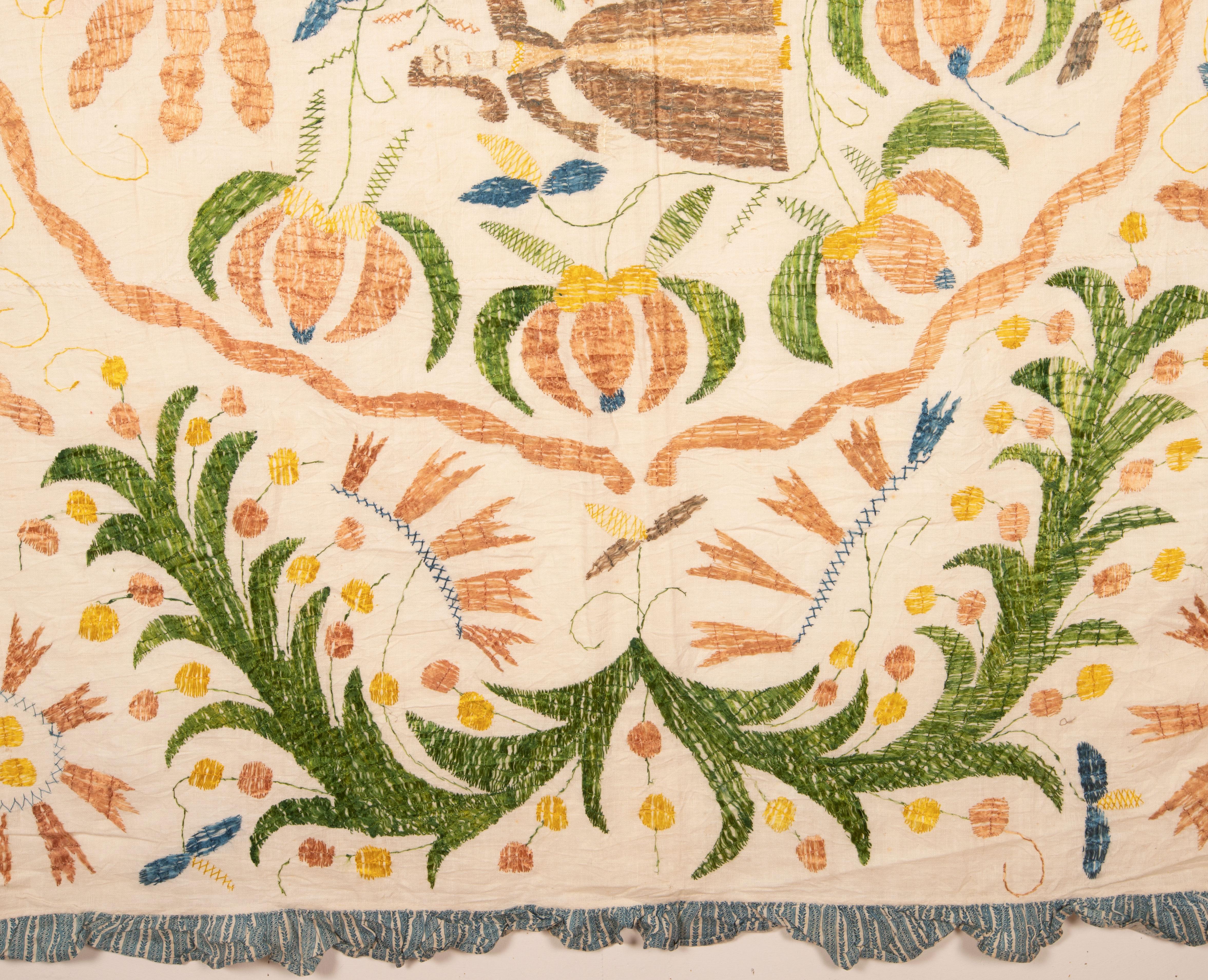 Embroidered Pictorial Castelo Branco Embroidery, Portugal, 19th C