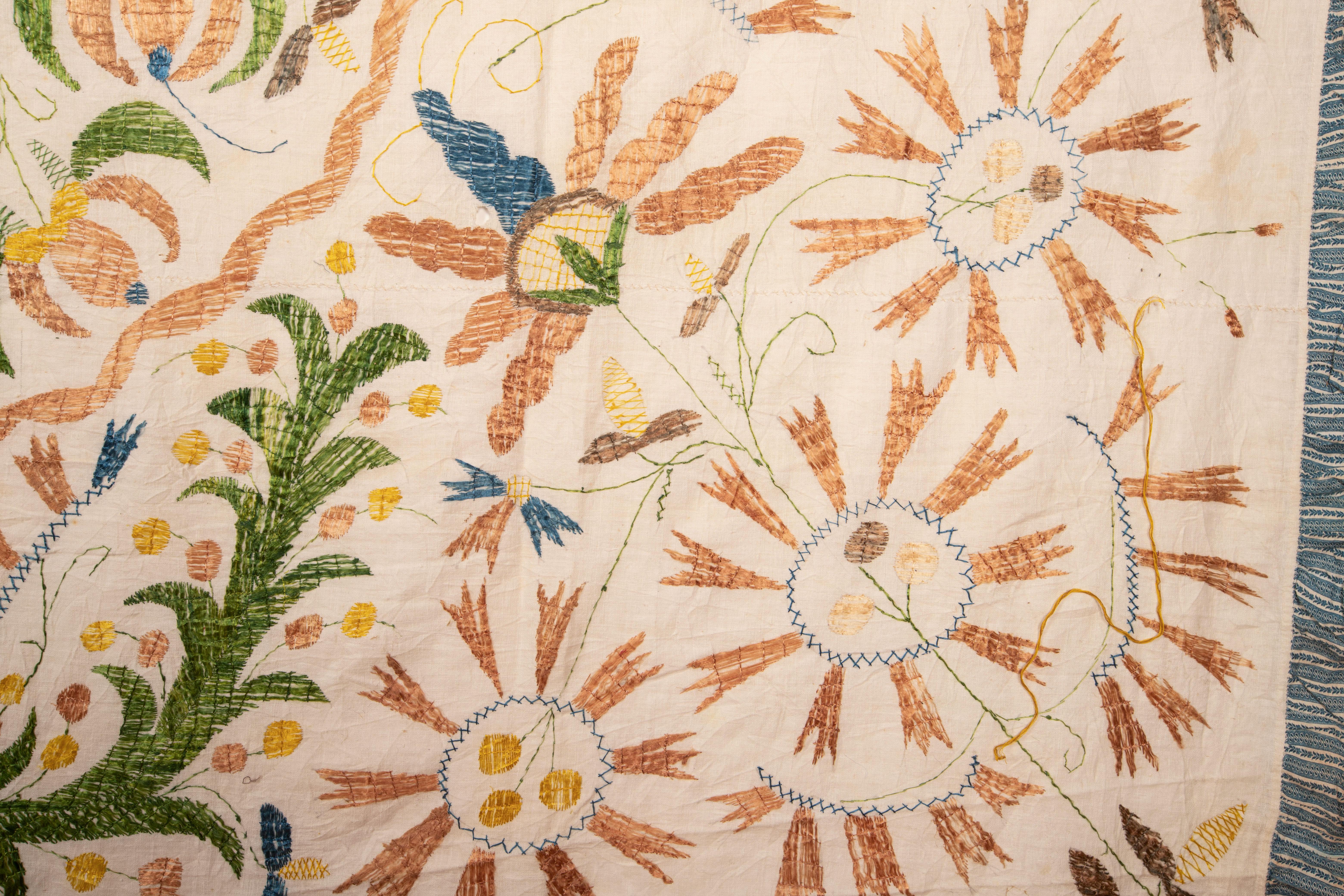 19th Century Pictorial Castelo Branco Embroidery, Portugal, 19th C