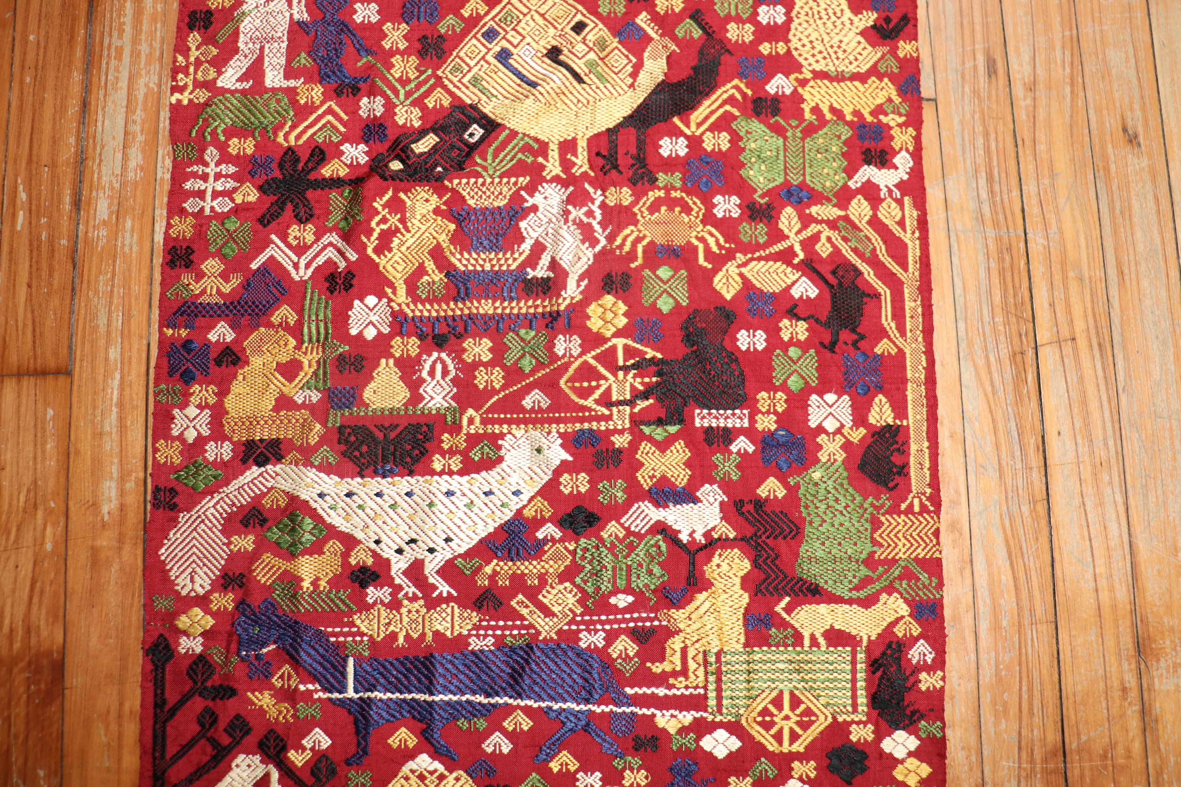 Cotton Pictorial Egyptian Textile For Sale