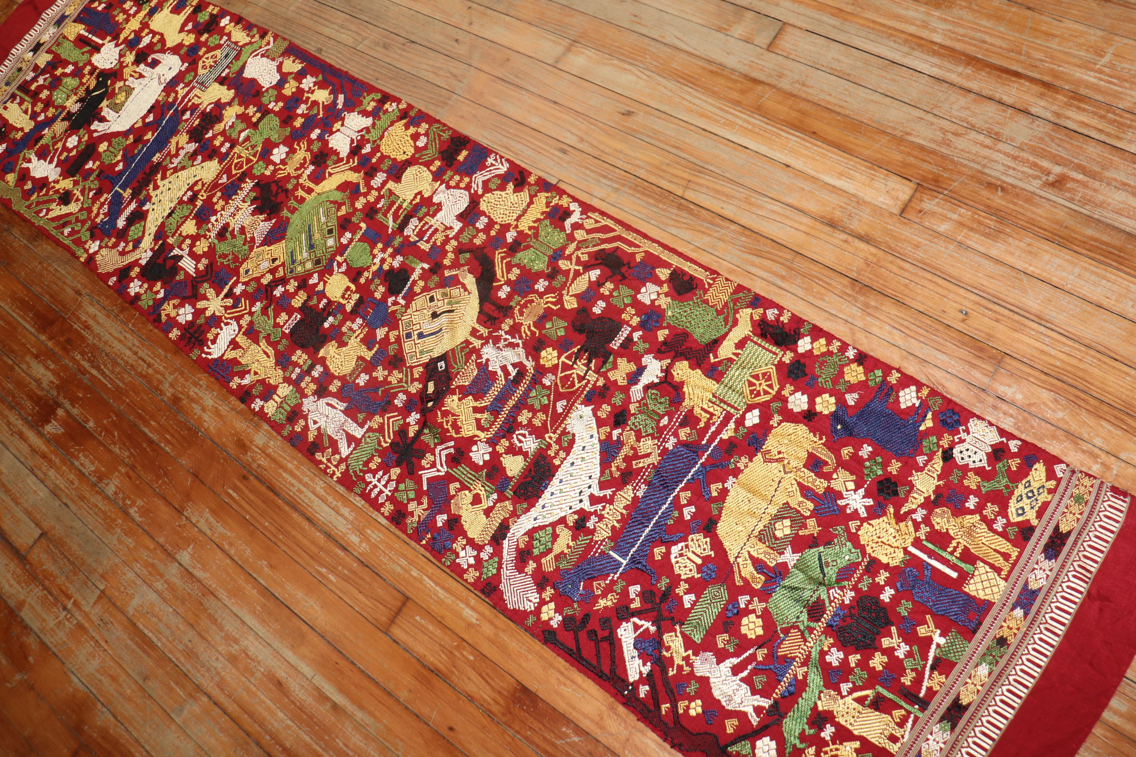 Bildhafte ägyptische Textilien (Baumwolle) im Angebot