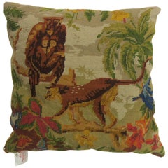 Pictorial Guerrilla Wolf Animal Portuguese Needlepoint Pillow