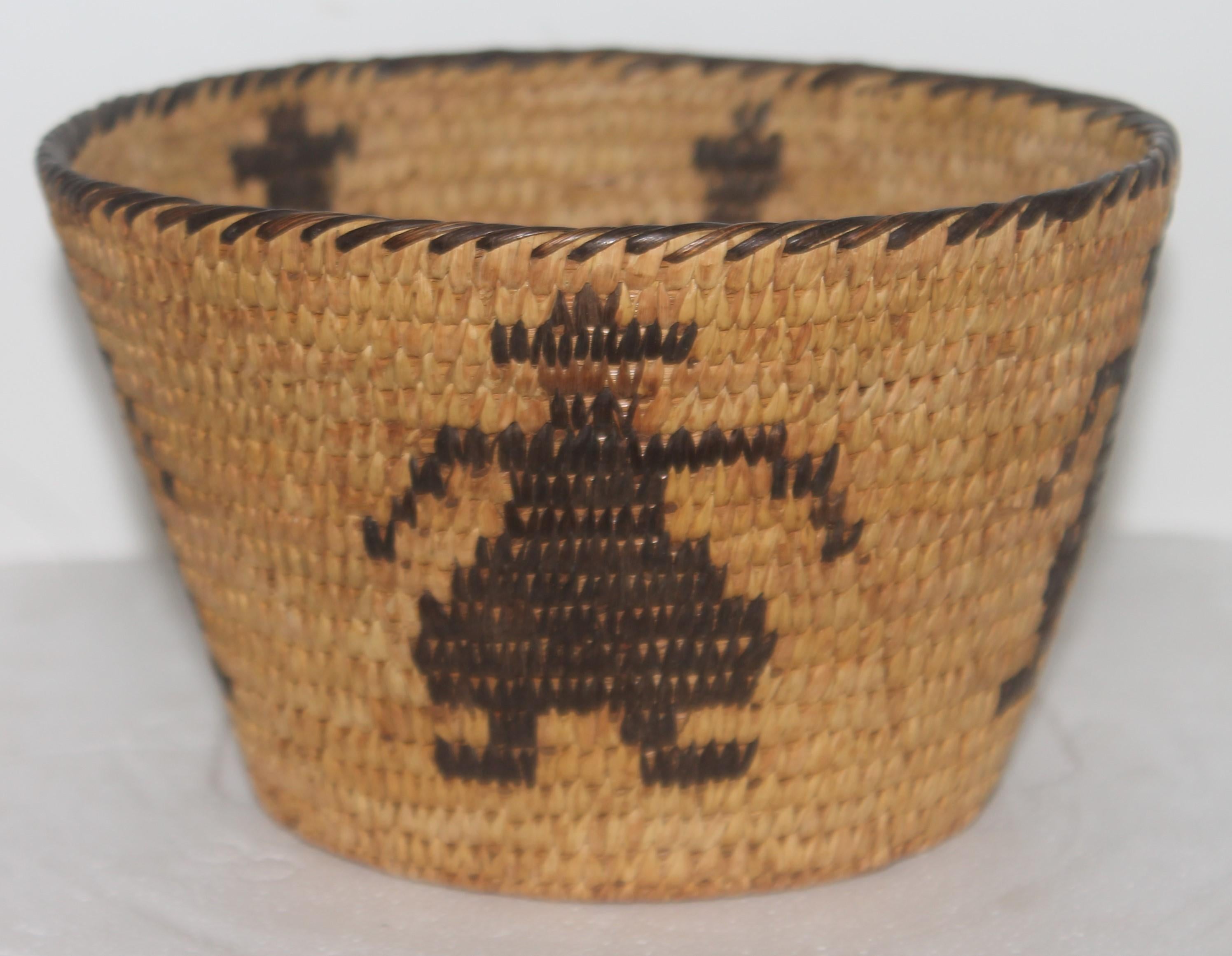 Adirondack Pictorial hand Made Pima Indian Basket, 1920s For Sale