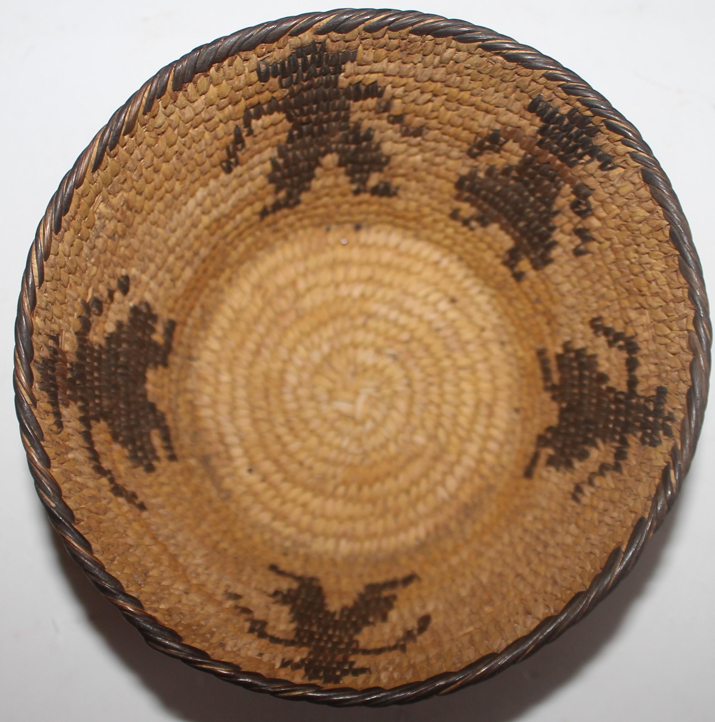 Pictorial hand Made Pima Indian Basket, 1920s In Good Condition For Sale In Los Angeles, CA