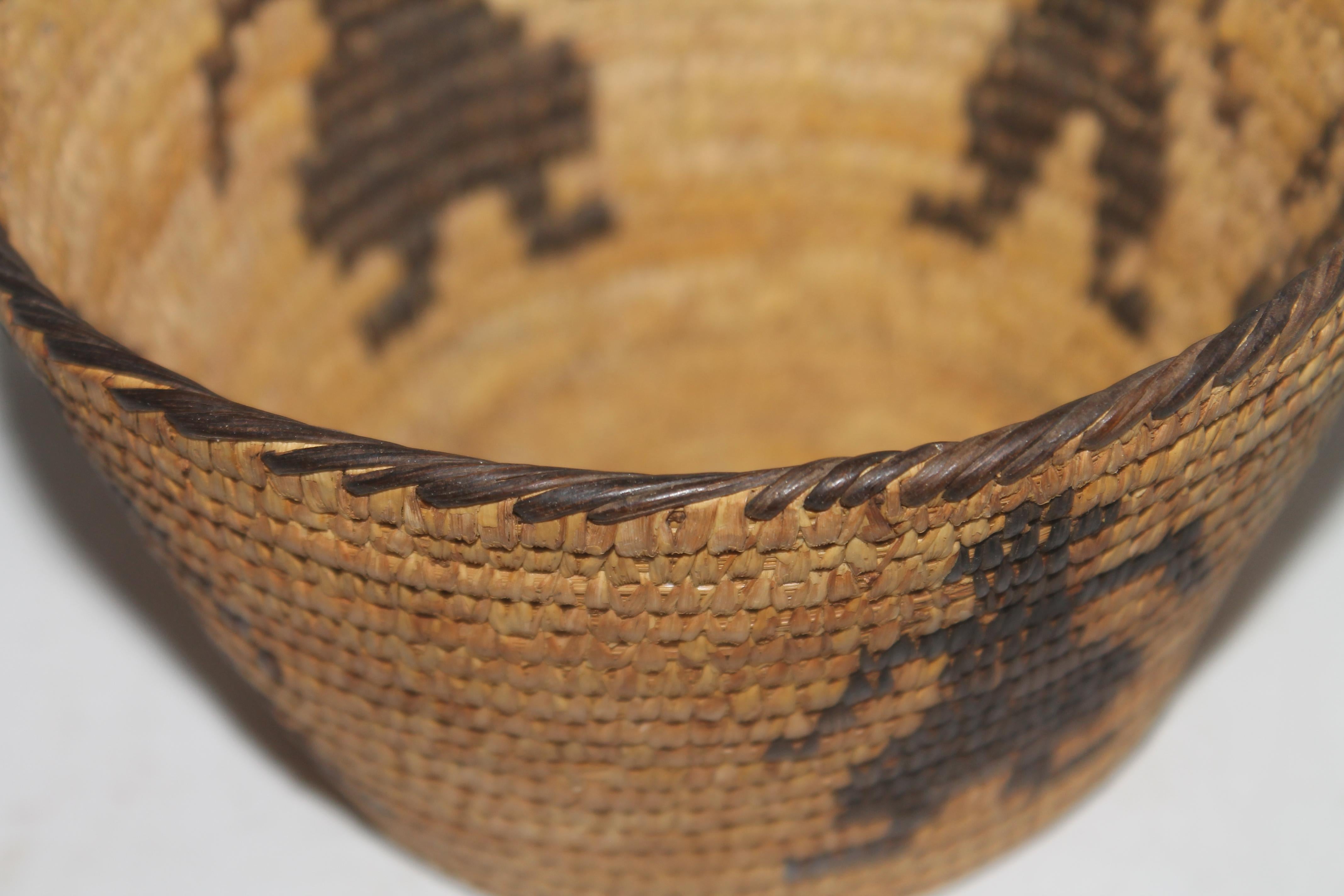 20th Century Pictorial hand Made Pima Indian Basket, 1920s For Sale