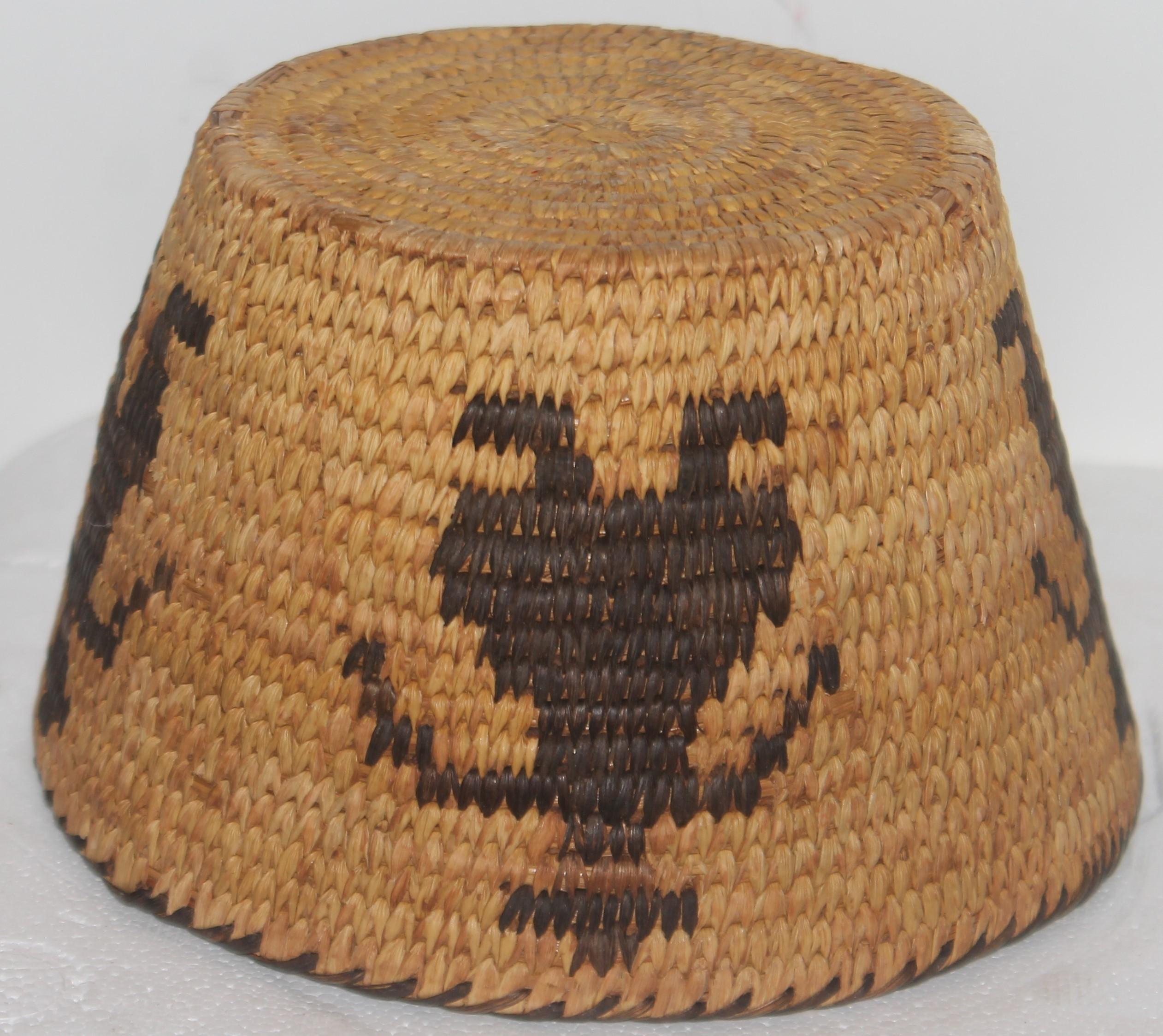 Hemp Pictorial hand Made Pima Indian Basket, 1920s For Sale