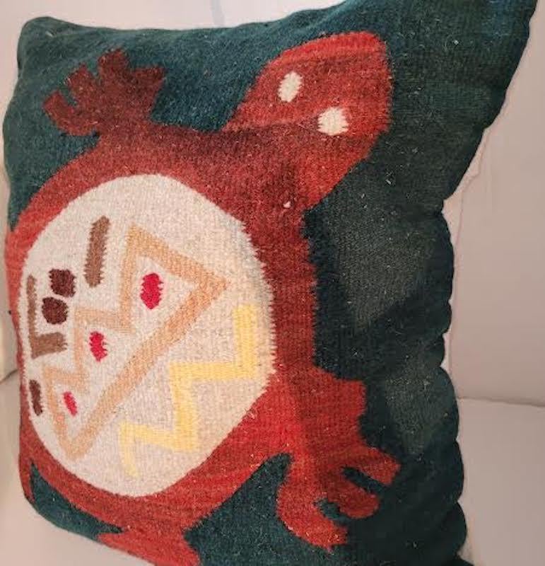 Native American Pictorial Indian Weaving Pillow with Turtle For Sale
