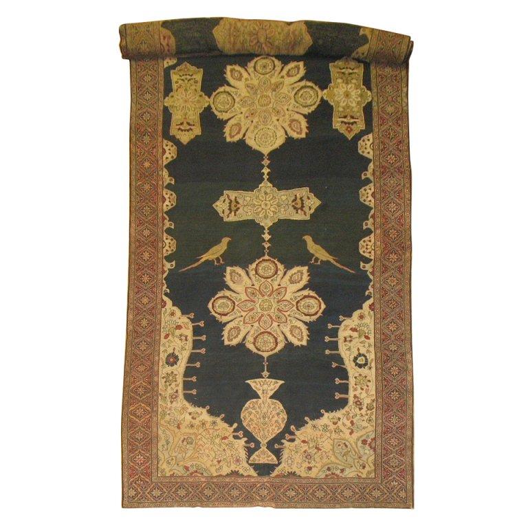Zabihi Collection Pictorial Pigeon Karabagh Long Corridor Rug For Sale