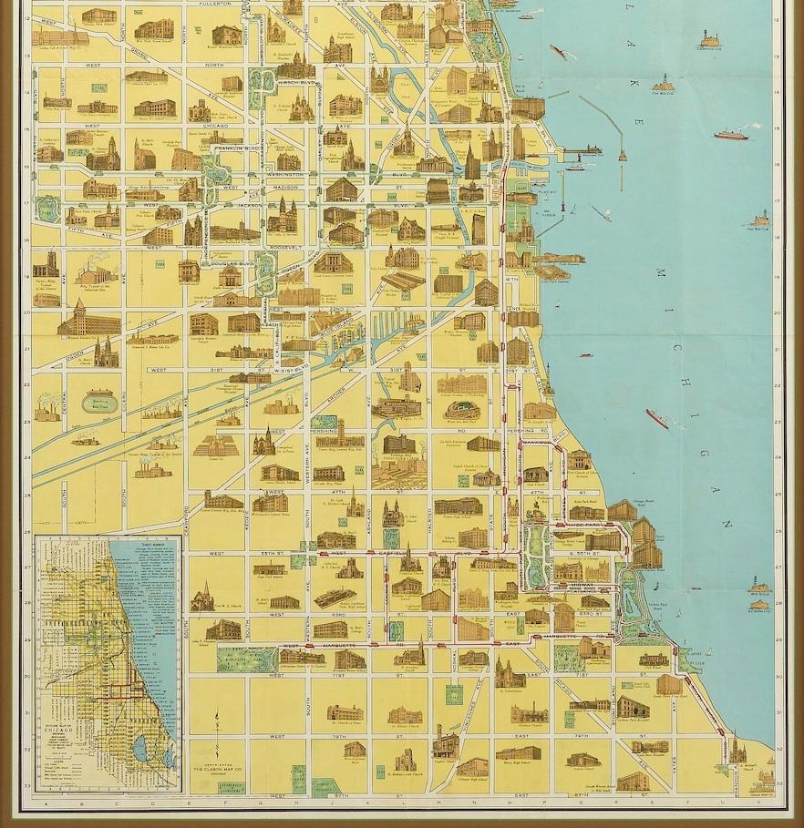 American Pictorial Map of Chicago, circa 1926 For Sale