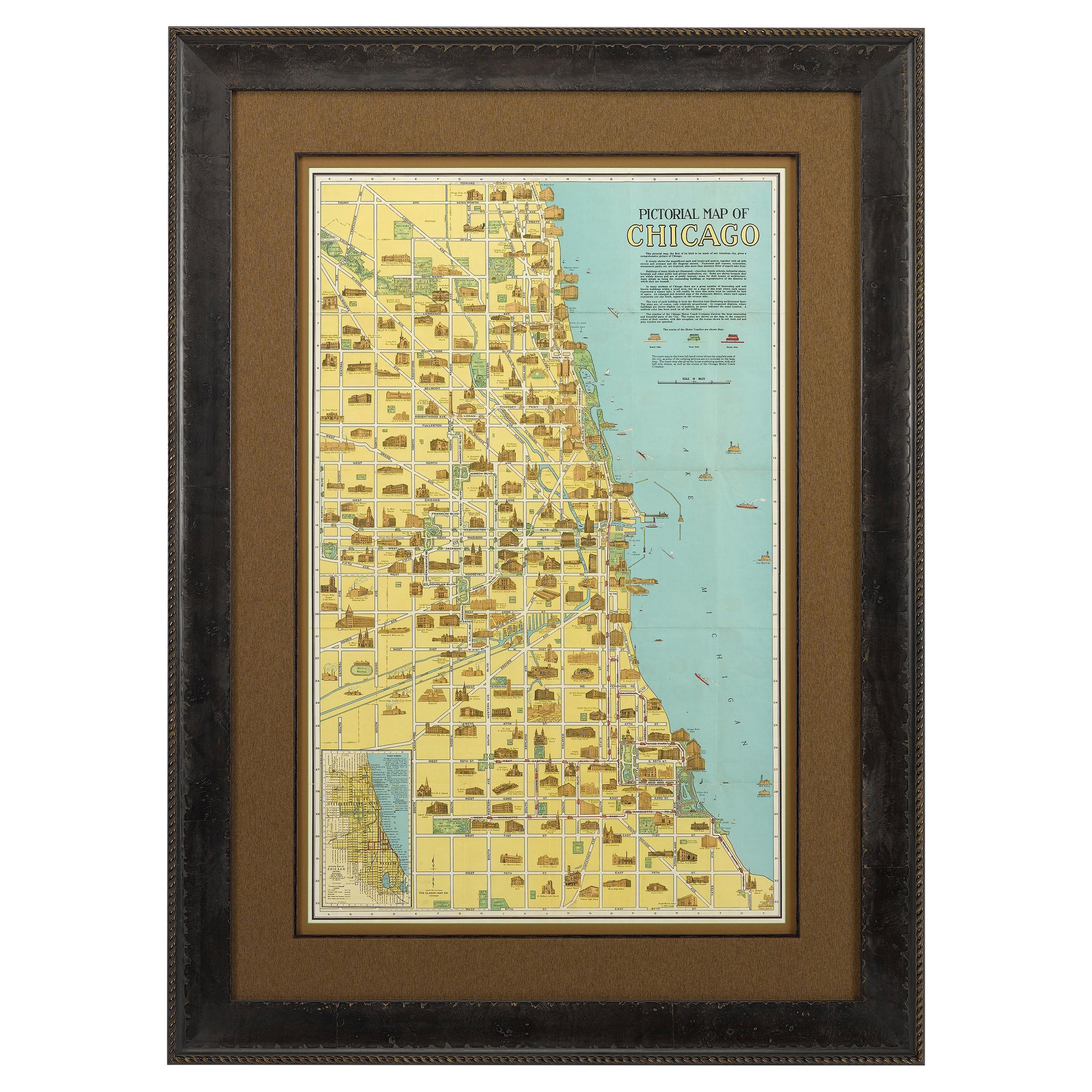 Pictorial Map of Chicago, circa 1926 For Sale