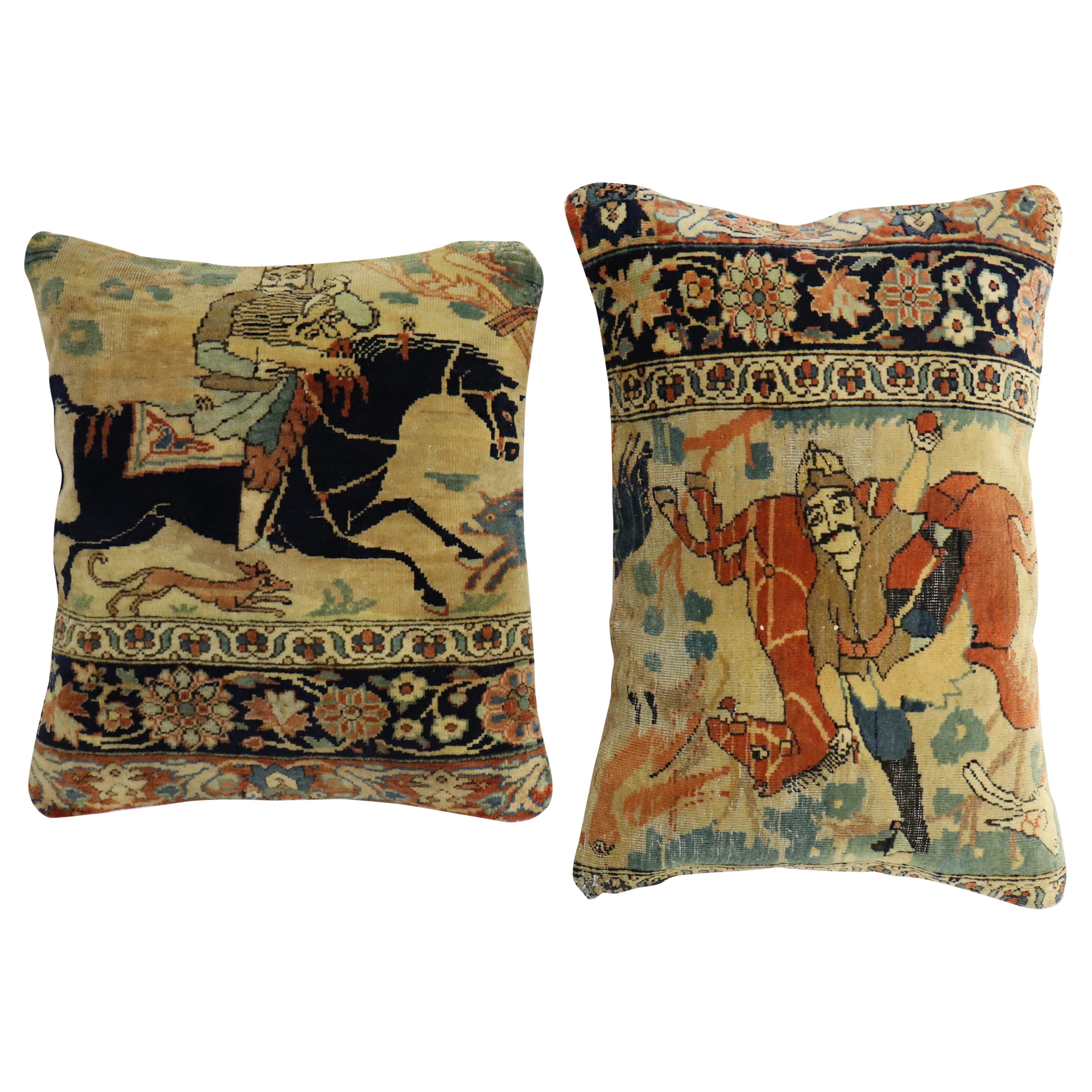 Pictorial Mohtasham Kashan Rug Pillows, Set of 2