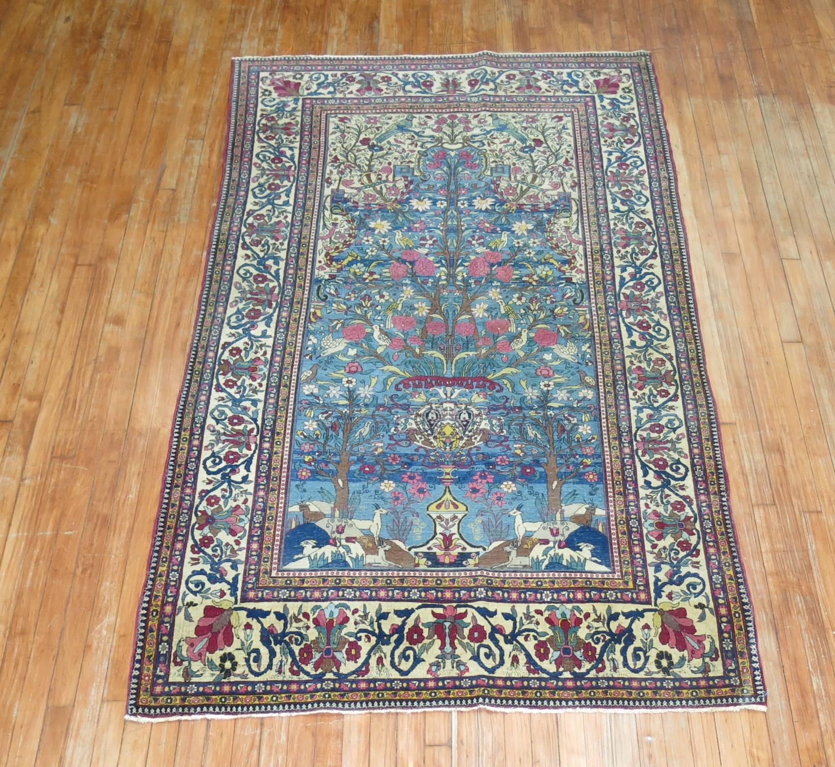 Islamic Pictorial Persian Isfahan Prayer Carpet