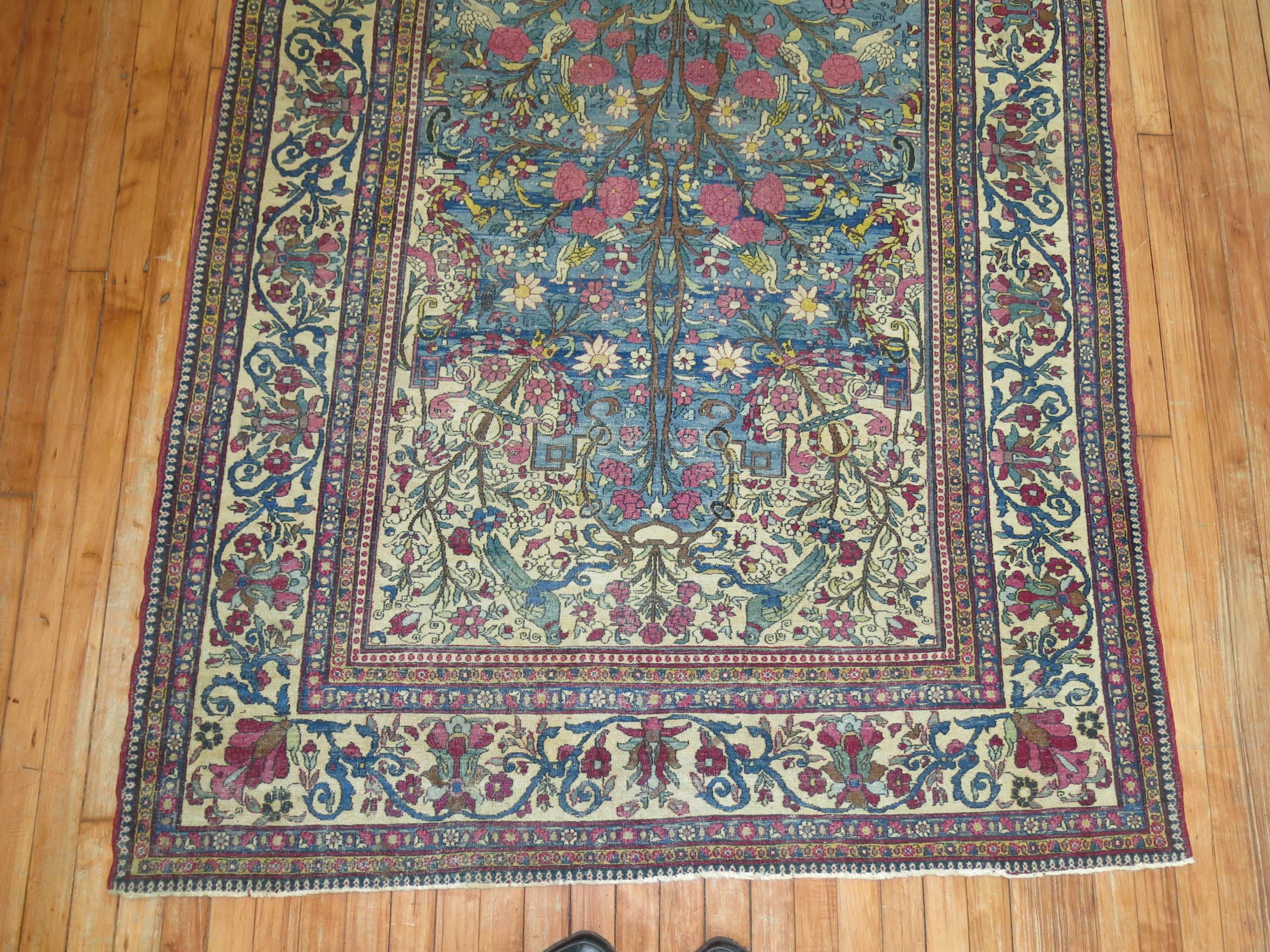 Hand-Woven Pictorial Persian Isfahan Prayer Carpet