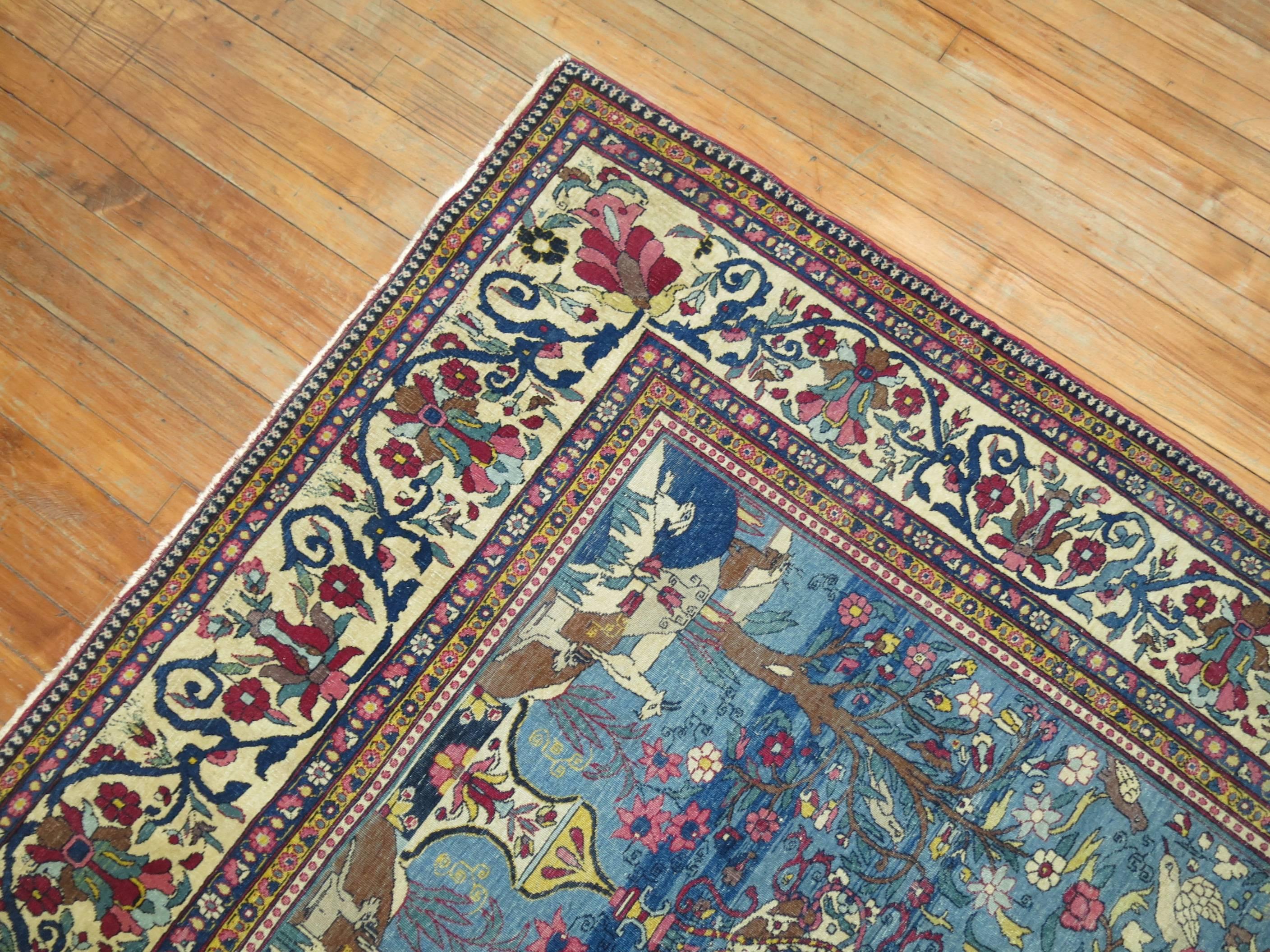 20th Century Pictorial Persian Isfahan Prayer Carpet