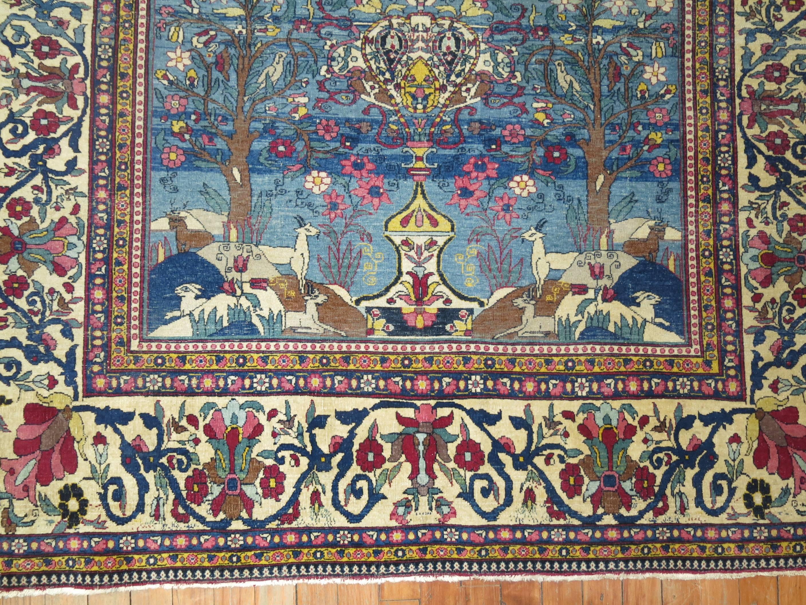 Wool Pictorial Persian Isfahan Prayer Carpet