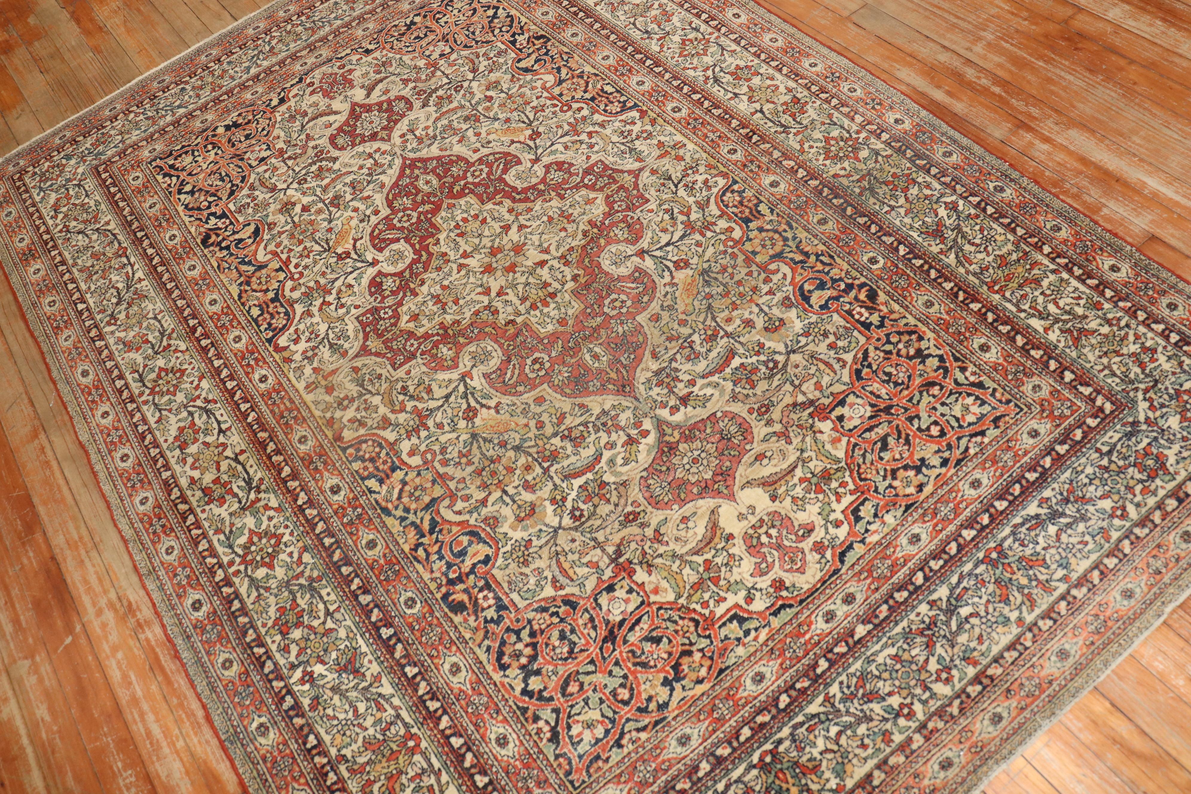 Wool Pictorial Persian Isfahan Prayer Carpet For Sale