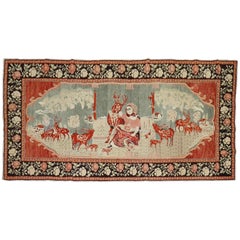 Retro Pictorial Reindeer Russian Karabagh Rug