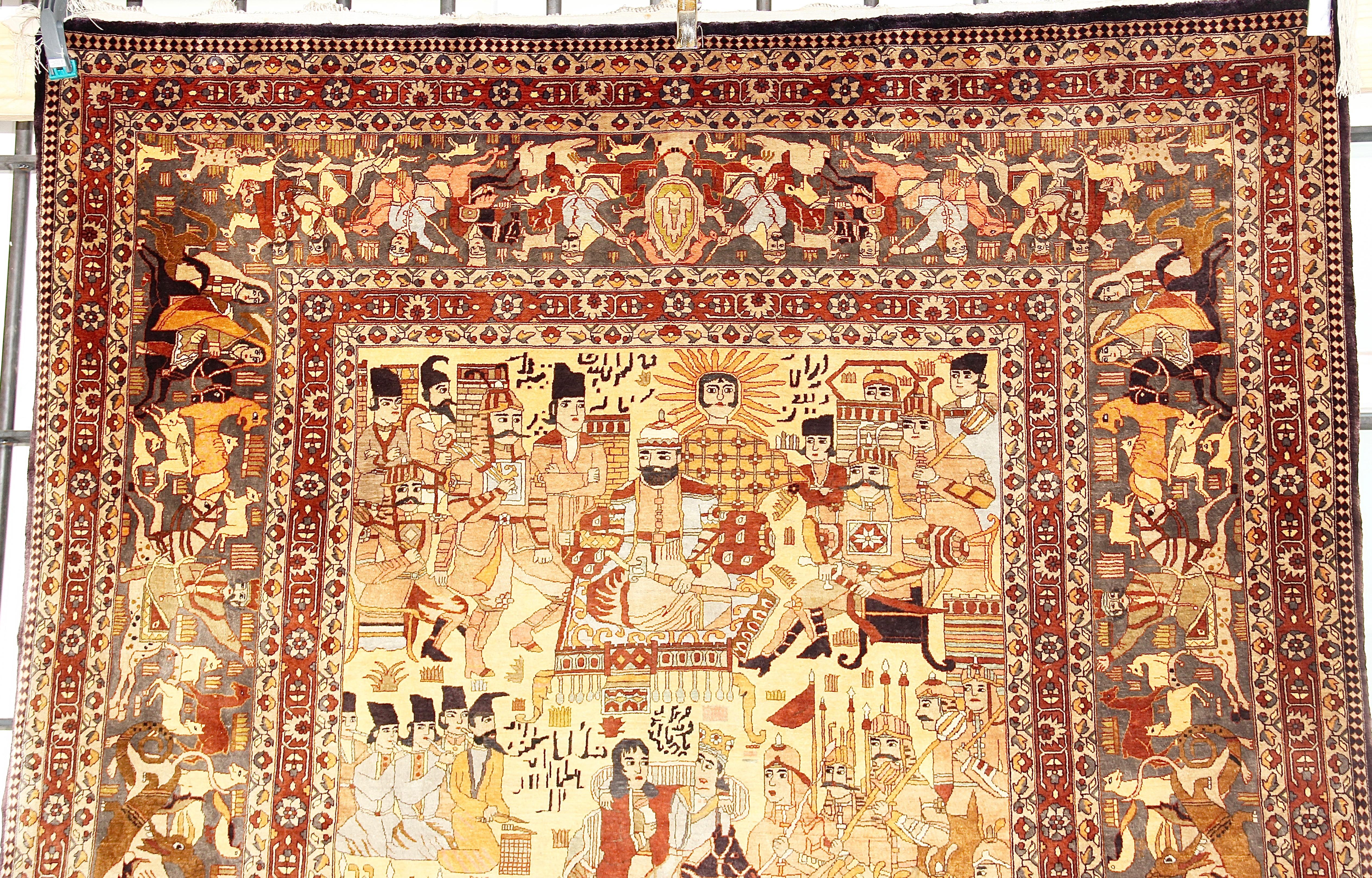 20th Century Pictorial Rug 'Tapestry' Carpet, Hand-Knotted, Bridal Couple, Generals, Poets For Sale