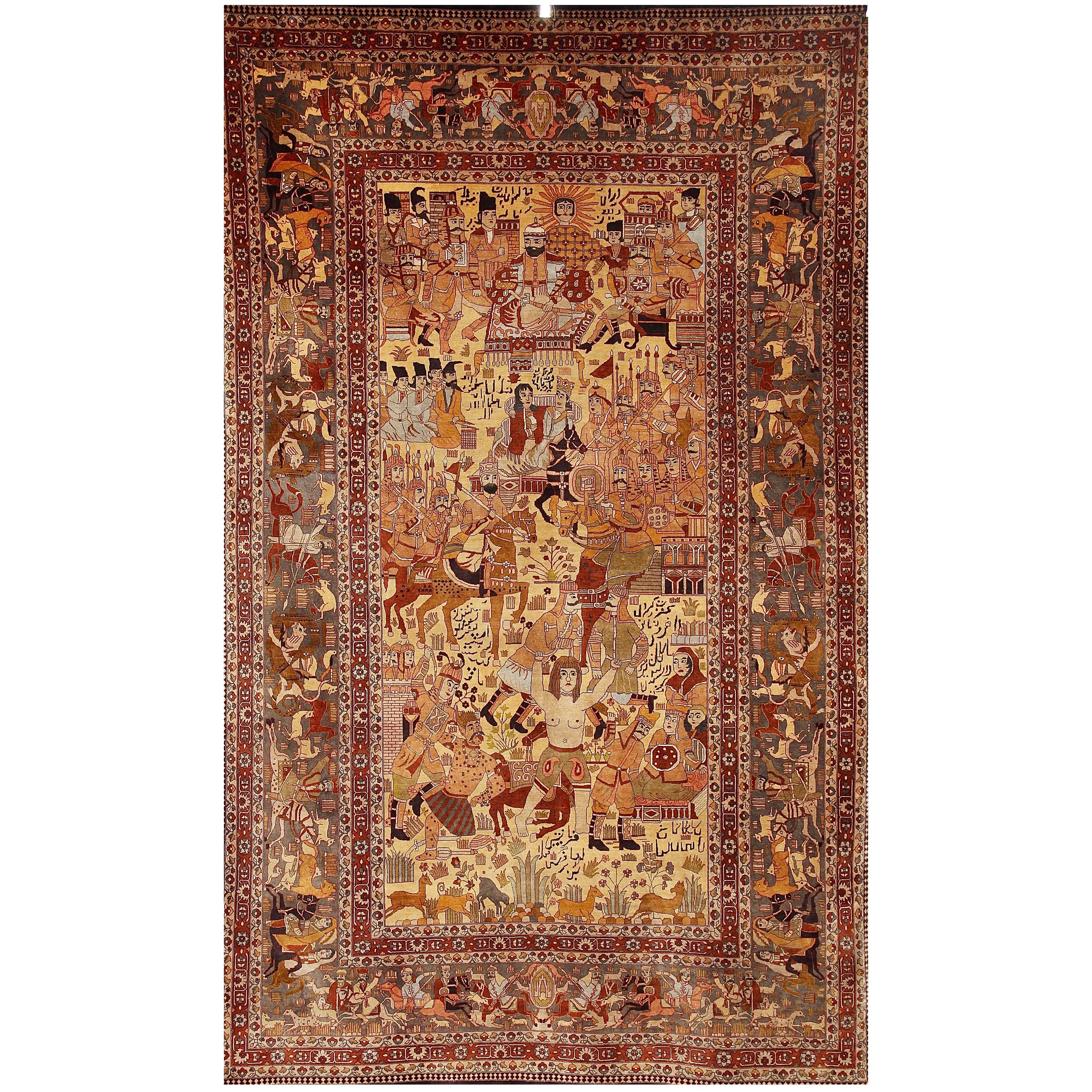 Pictorial Rug 'Tapestry' Carpet, Hand-Knotted, Bridal Couple, Generals, Poets For Sale