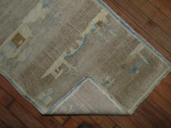 Pictorial Silver Brown Baby Blue Chinese Art Deco Mat Size Rug