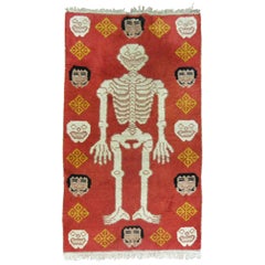 Pictorial Skeleton Vintage Tibetan Rug