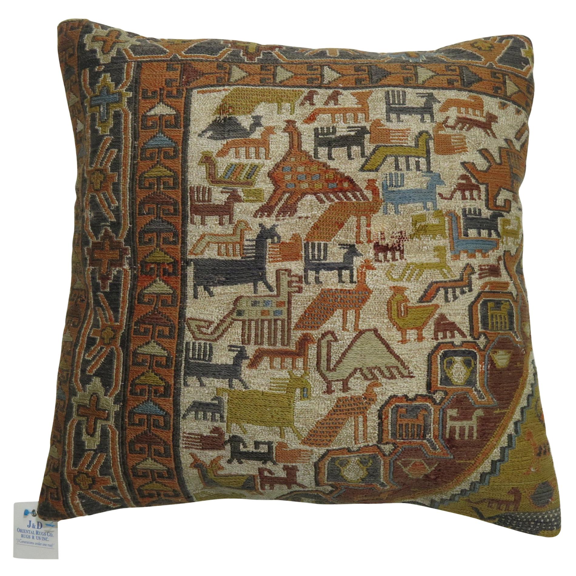 Pictorial Soumac Folk Art Pillow