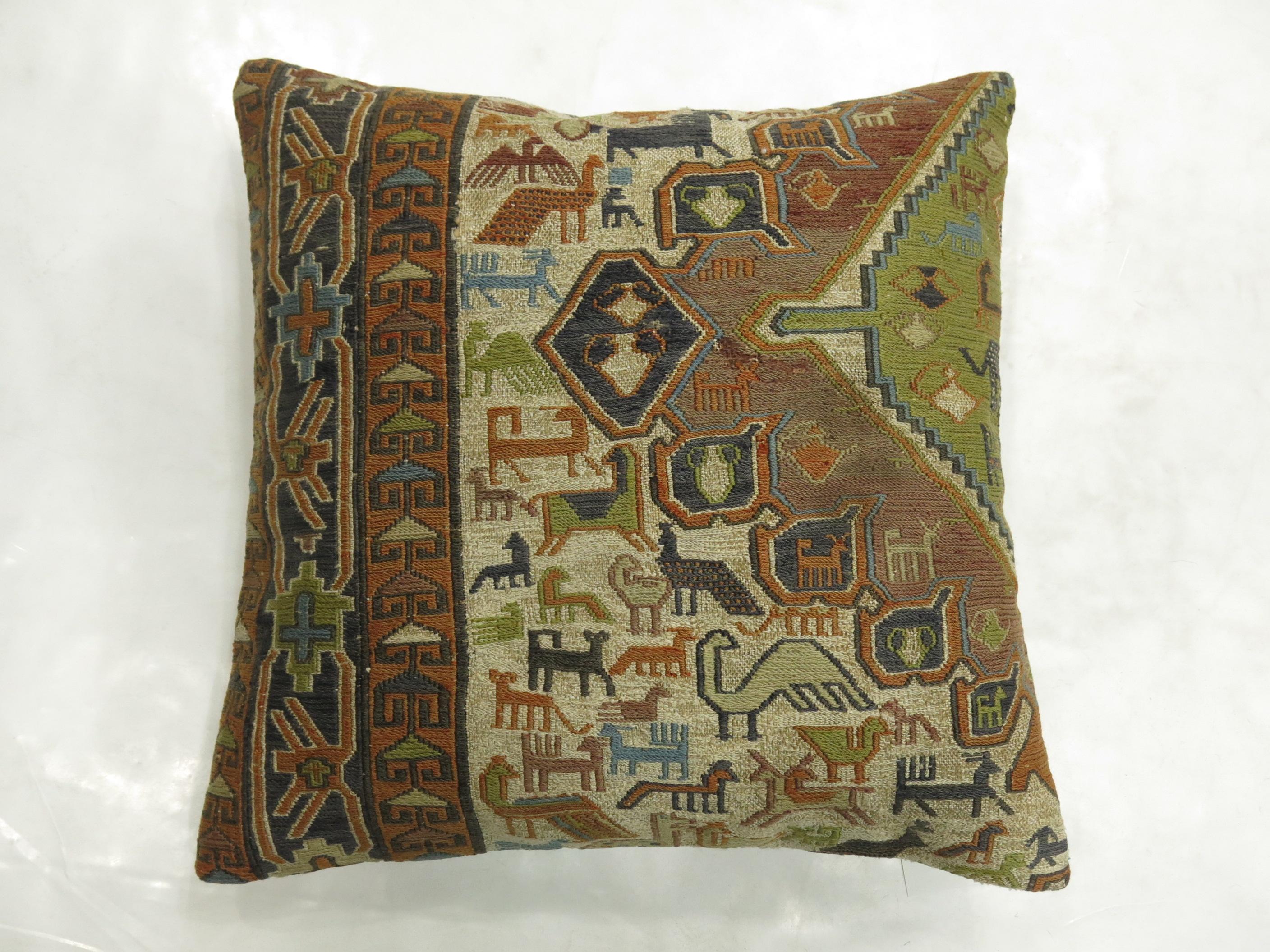 Folk Art Pictorial Soumac Pillow