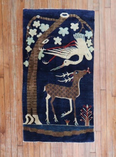 Zabihi Collection Pictorial Deer Bird Tibetan Rug