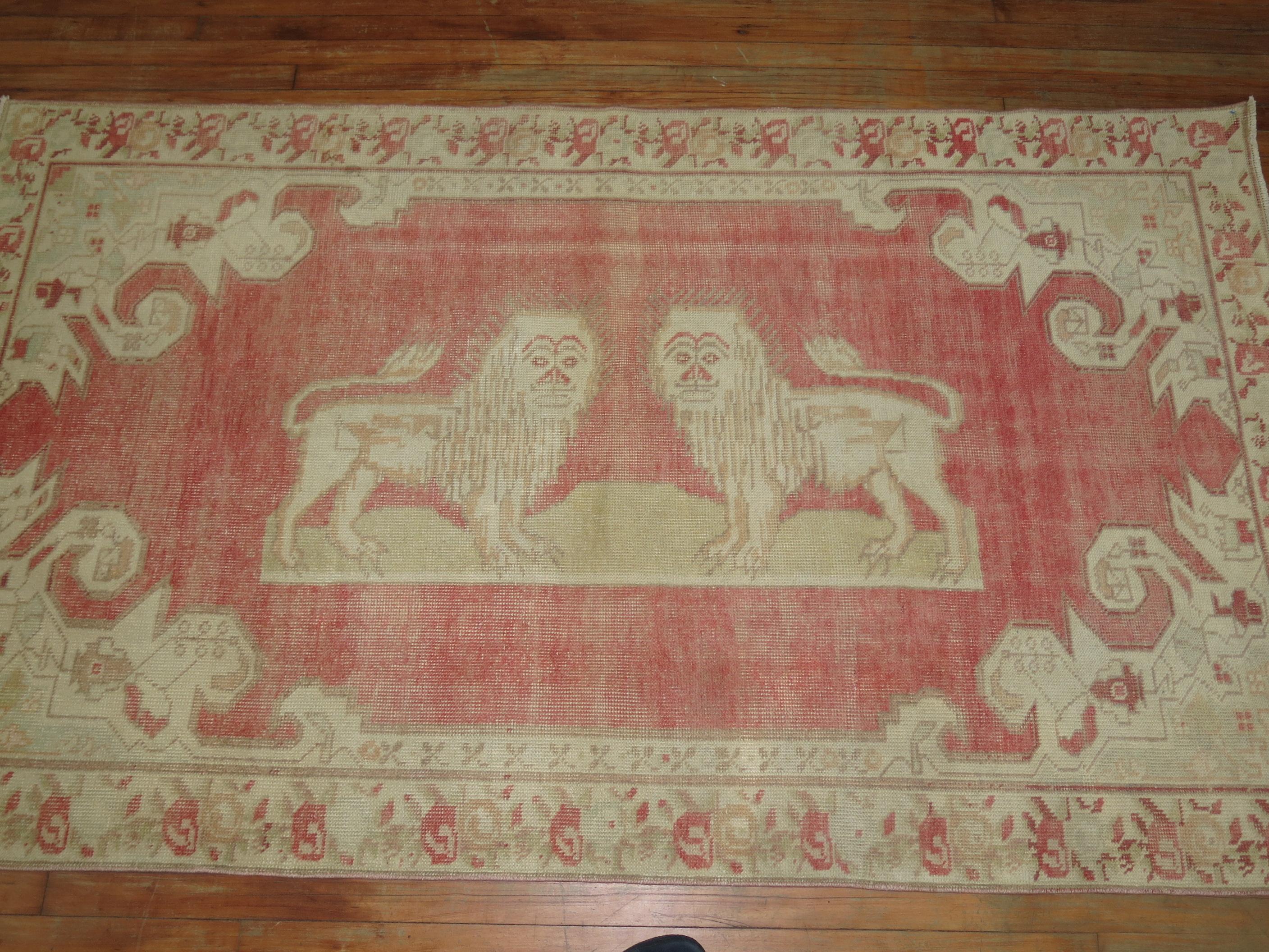 20th Century Pictorial Turkish Anatolian Rug For Sale