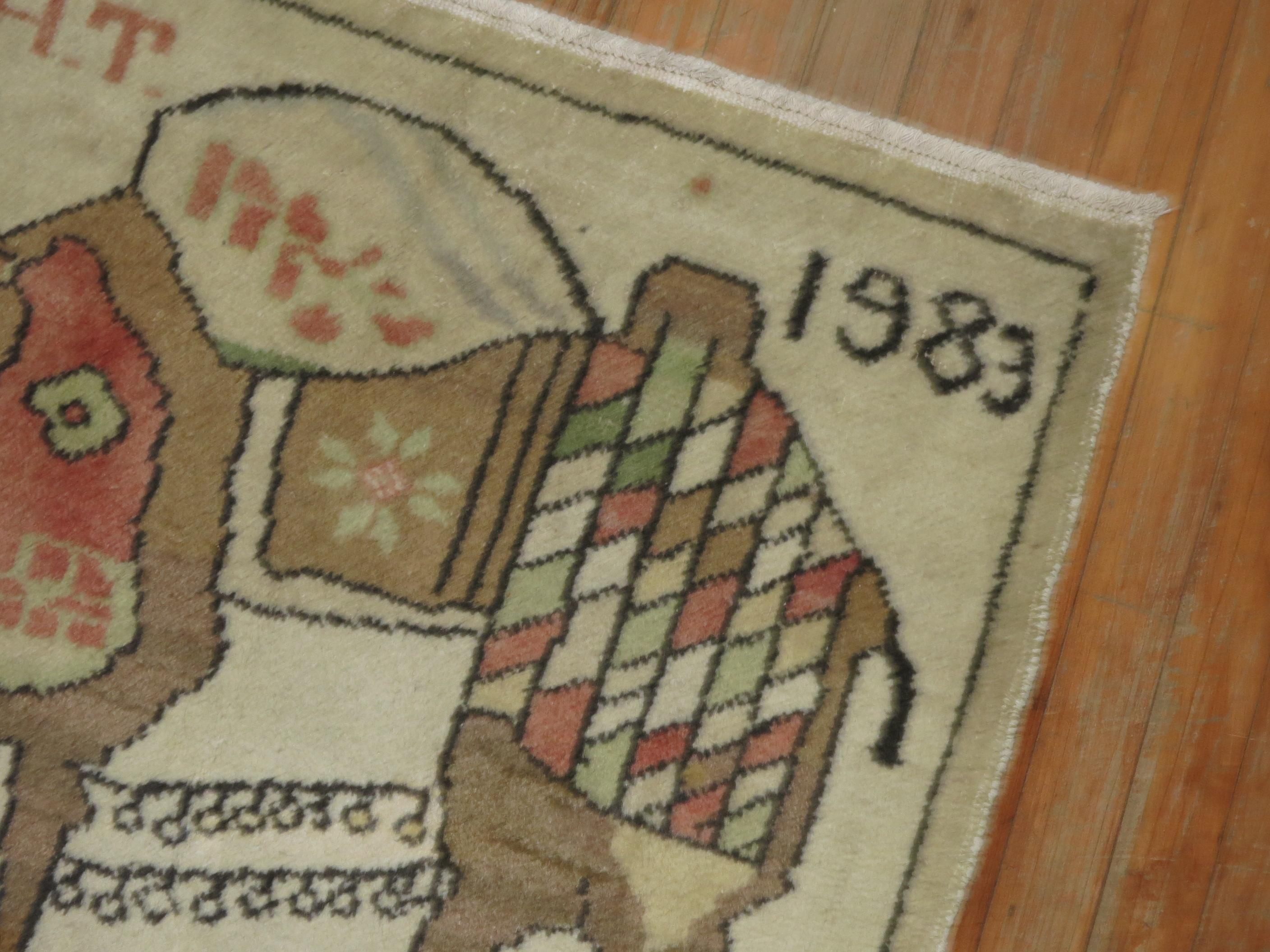 Artisanat Tapis de Turquie camel pictural en vente