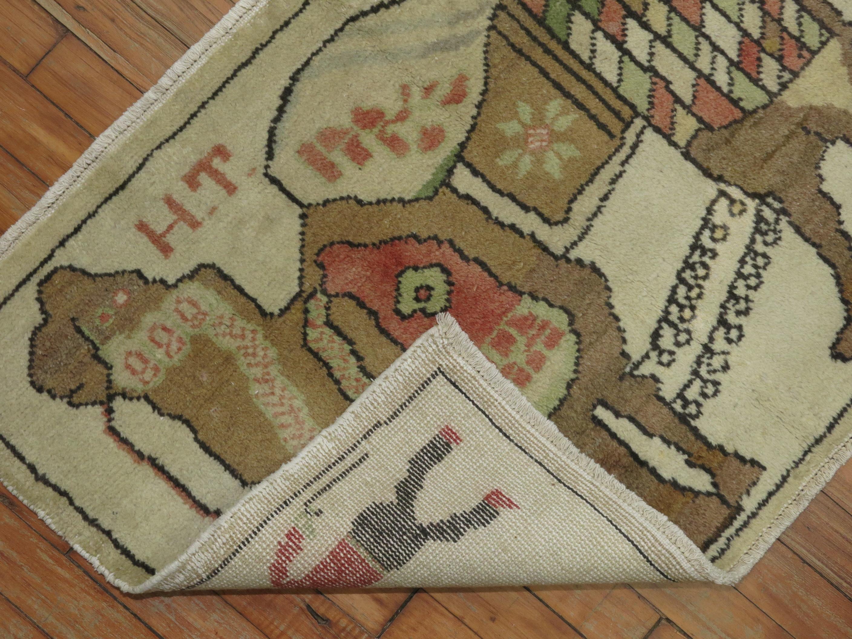 Pictorial Turkish Camel Rug In Good Condition For Sale In New York, NY