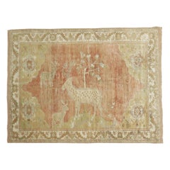 Pictorial Turkish Deer Pictorial Animal Soft Peach Rug