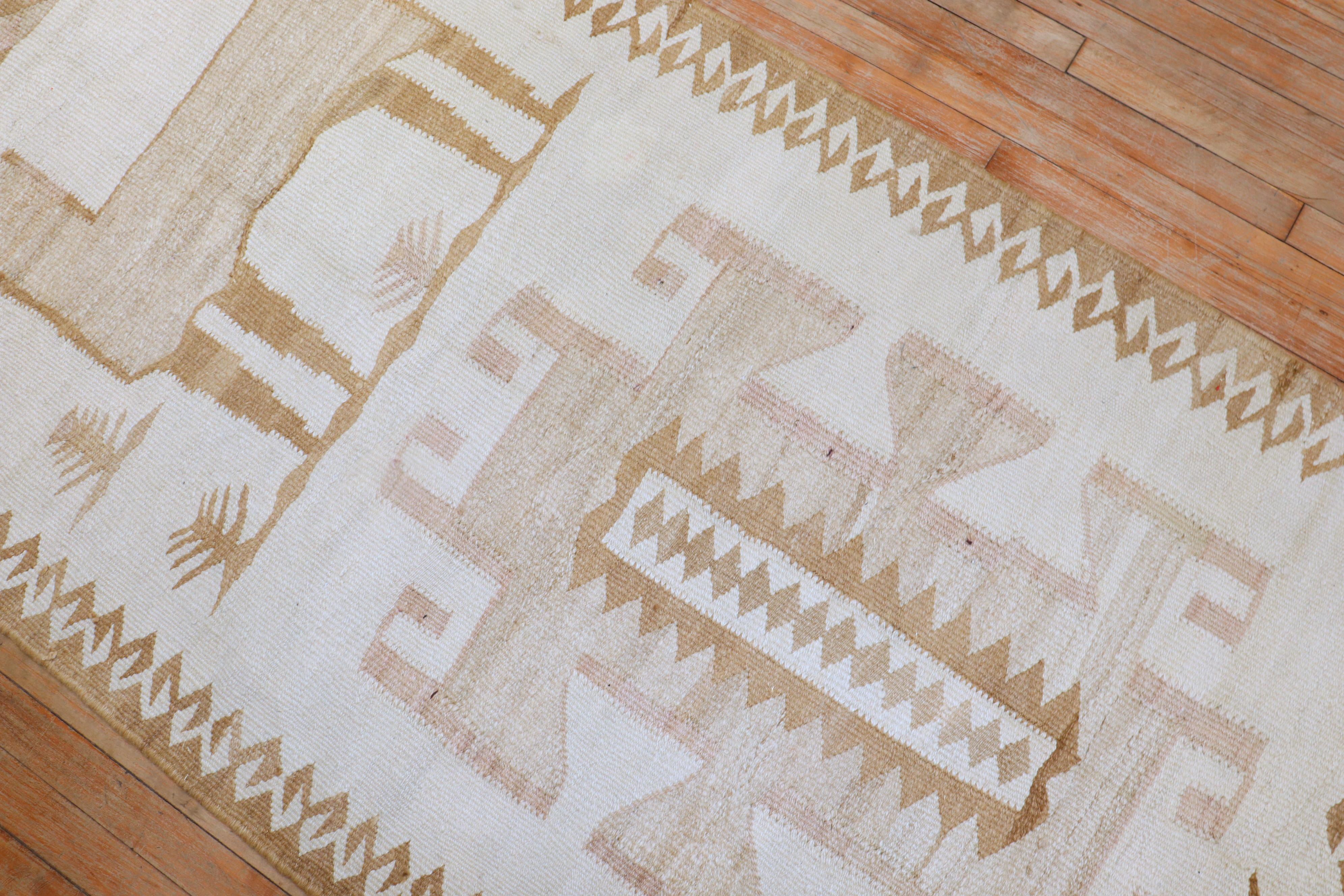 Wool Pictorial Turkish Goat Kilim Runner For Sale