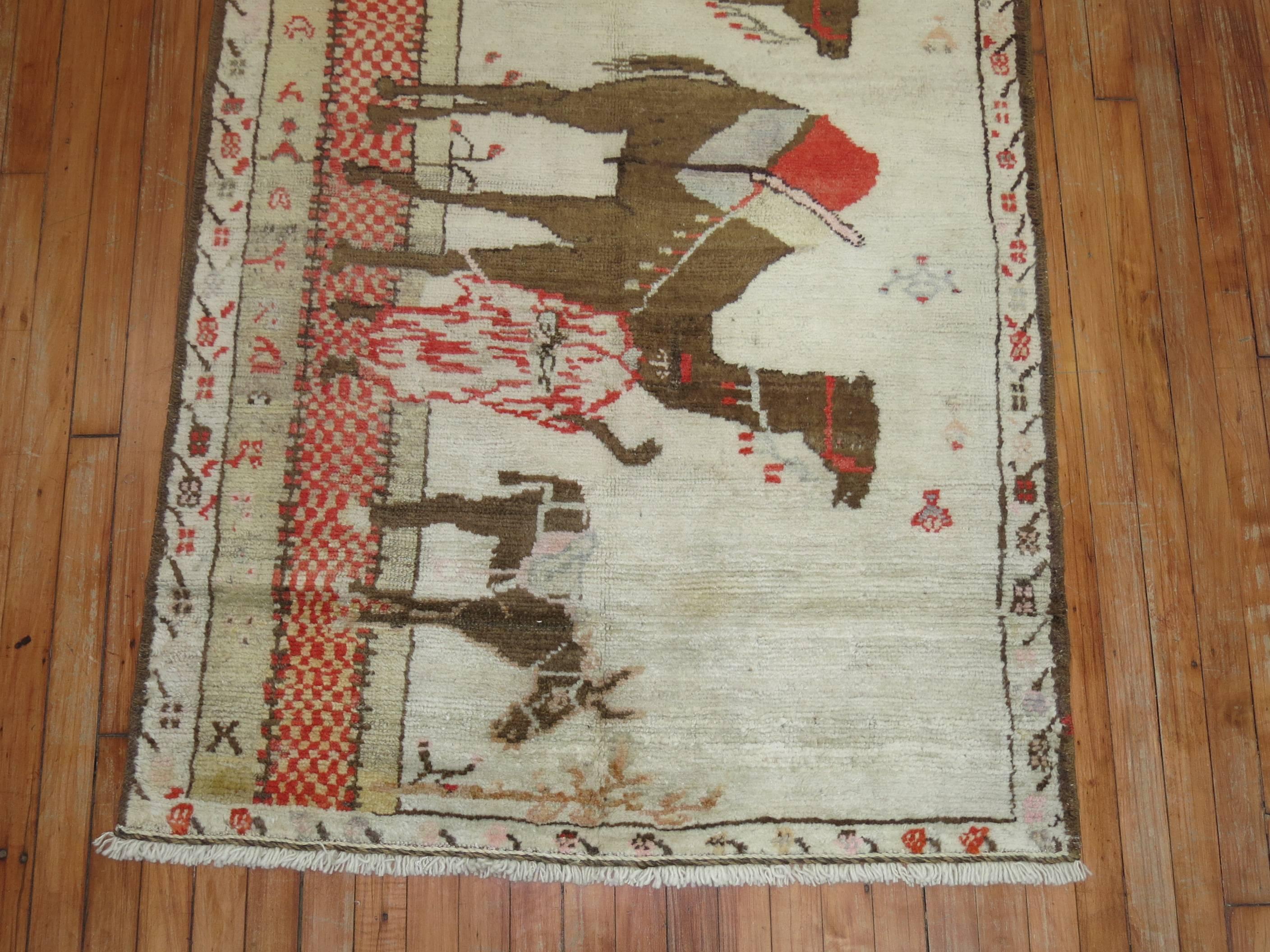 Pictorial Turkish Rug In Good Condition For Sale In New York, NY