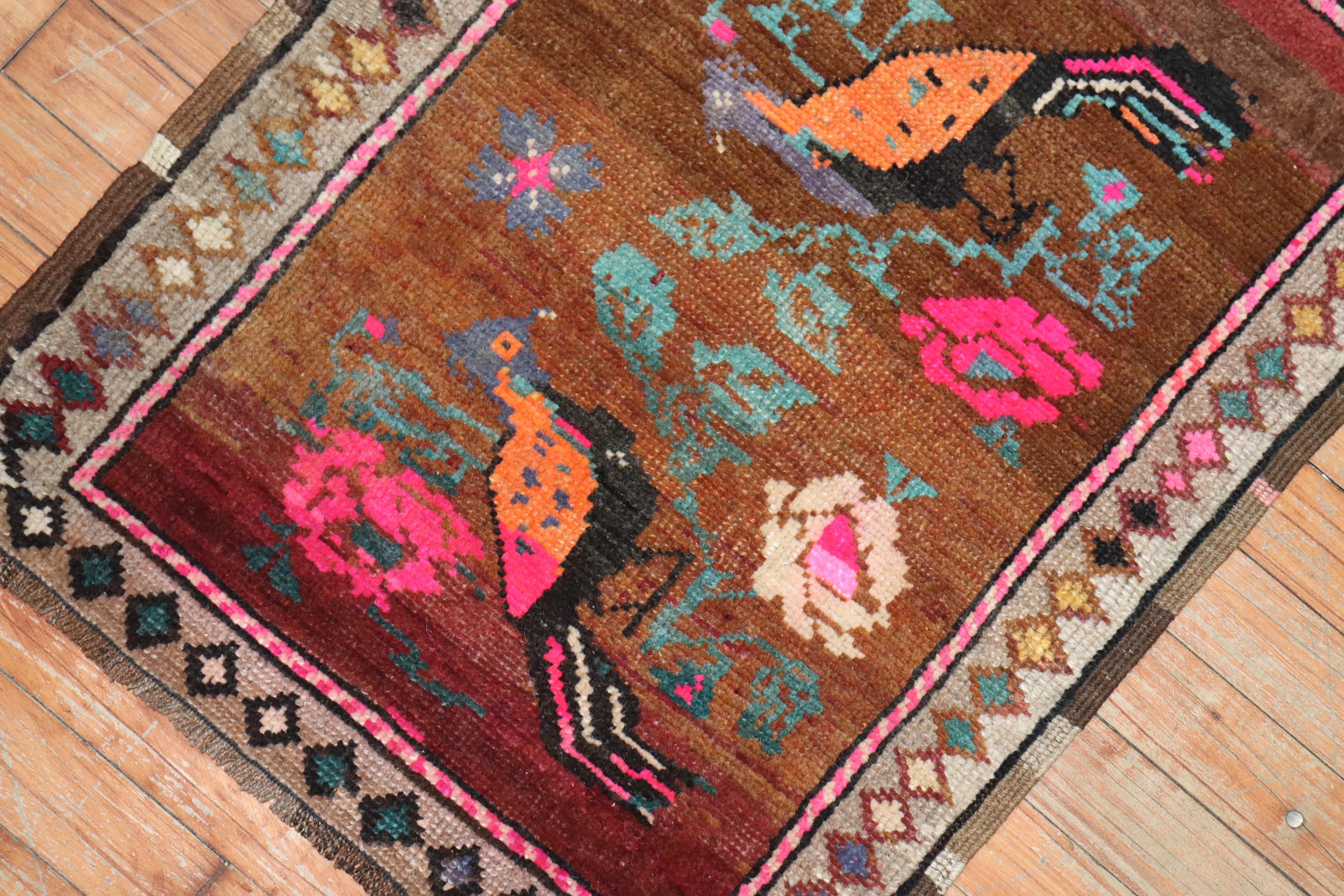 Alfombra de paloma turca vintage pictórica Arte popular en venta