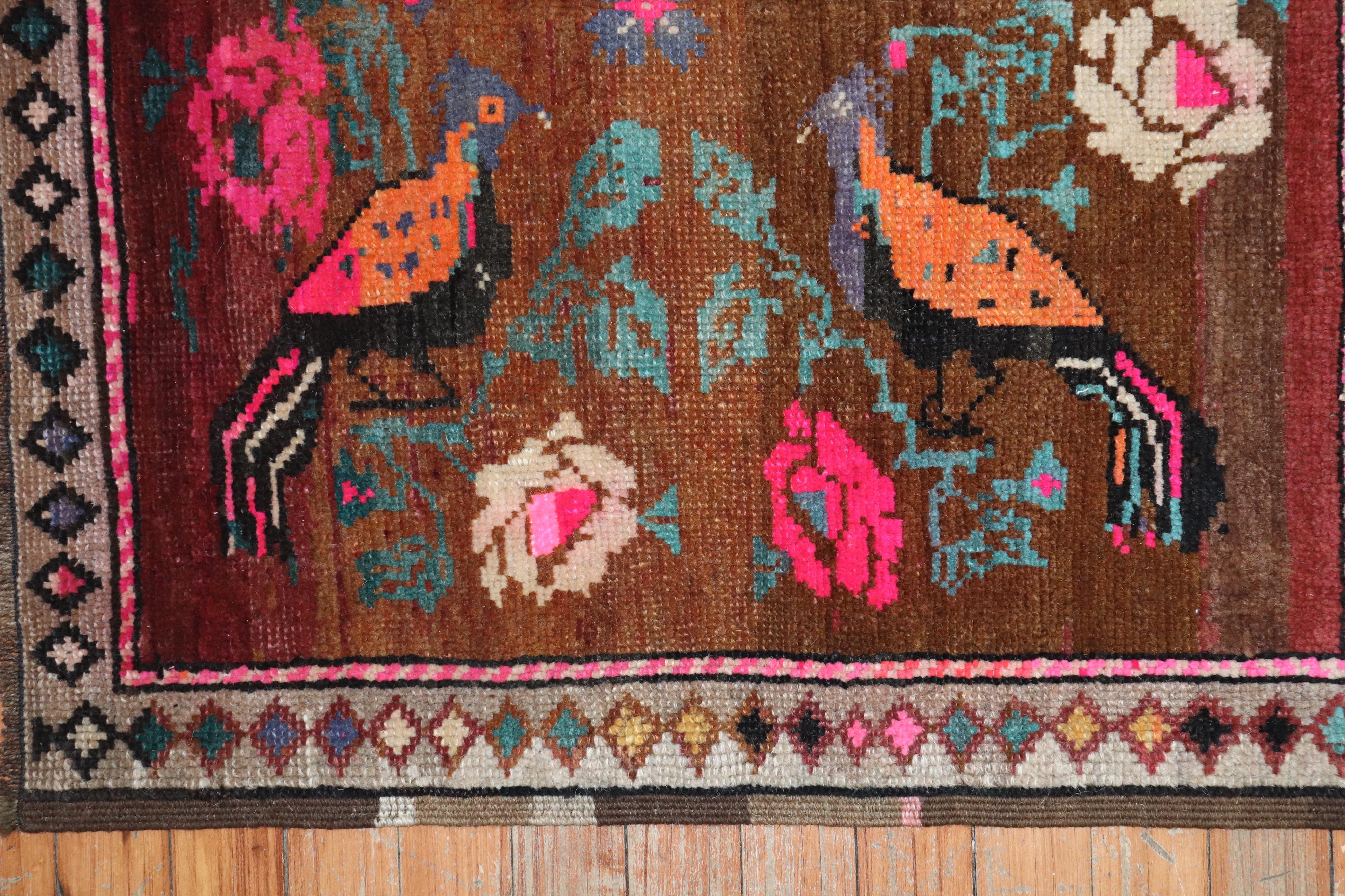 Türkischer Pigeon-Teppich im Vintage-Stil (Persisch) im Angebot