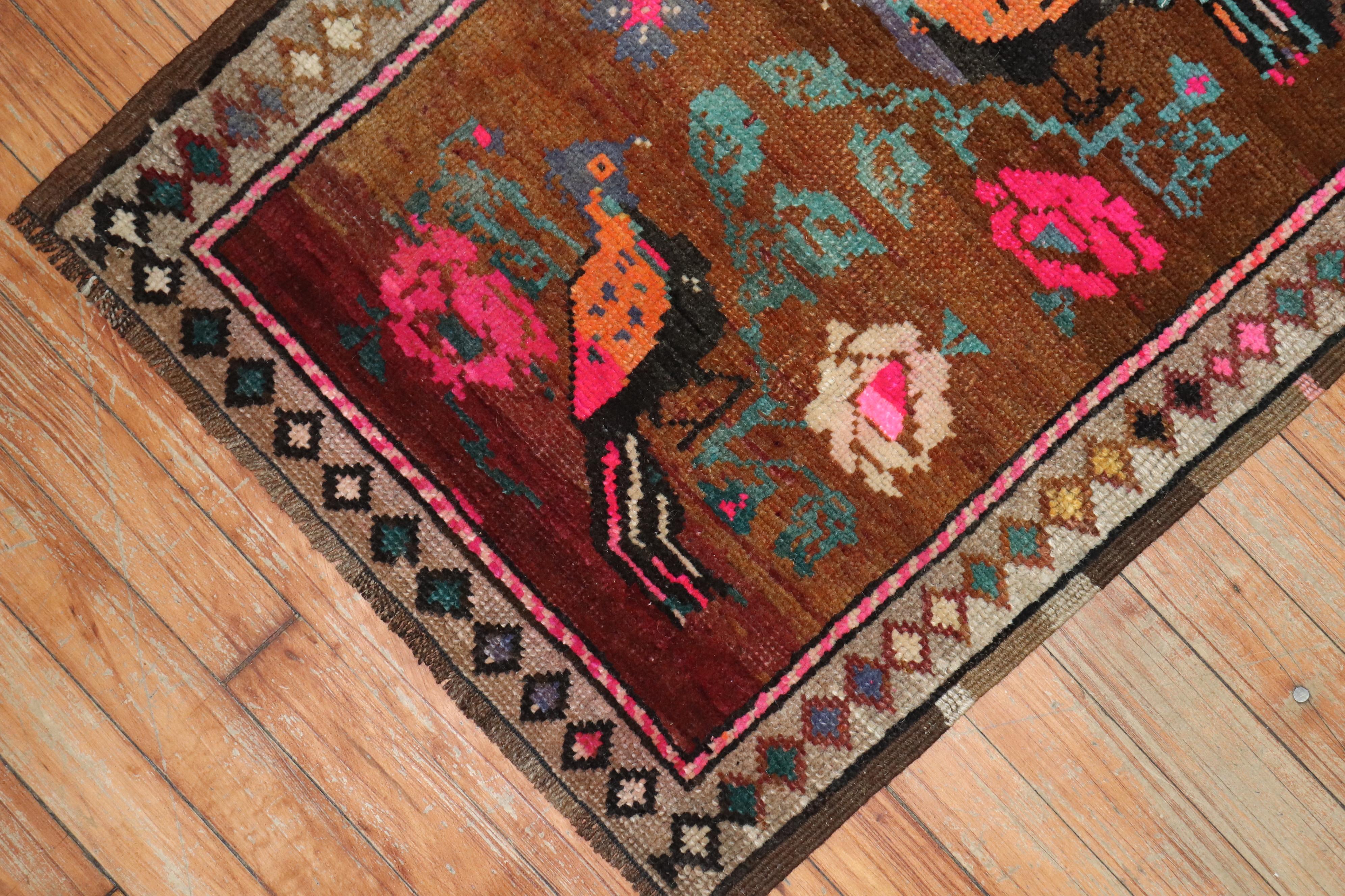 Türkischer Pigeon-Teppich im Vintage-Stil (Handgeknüpft) im Angebot